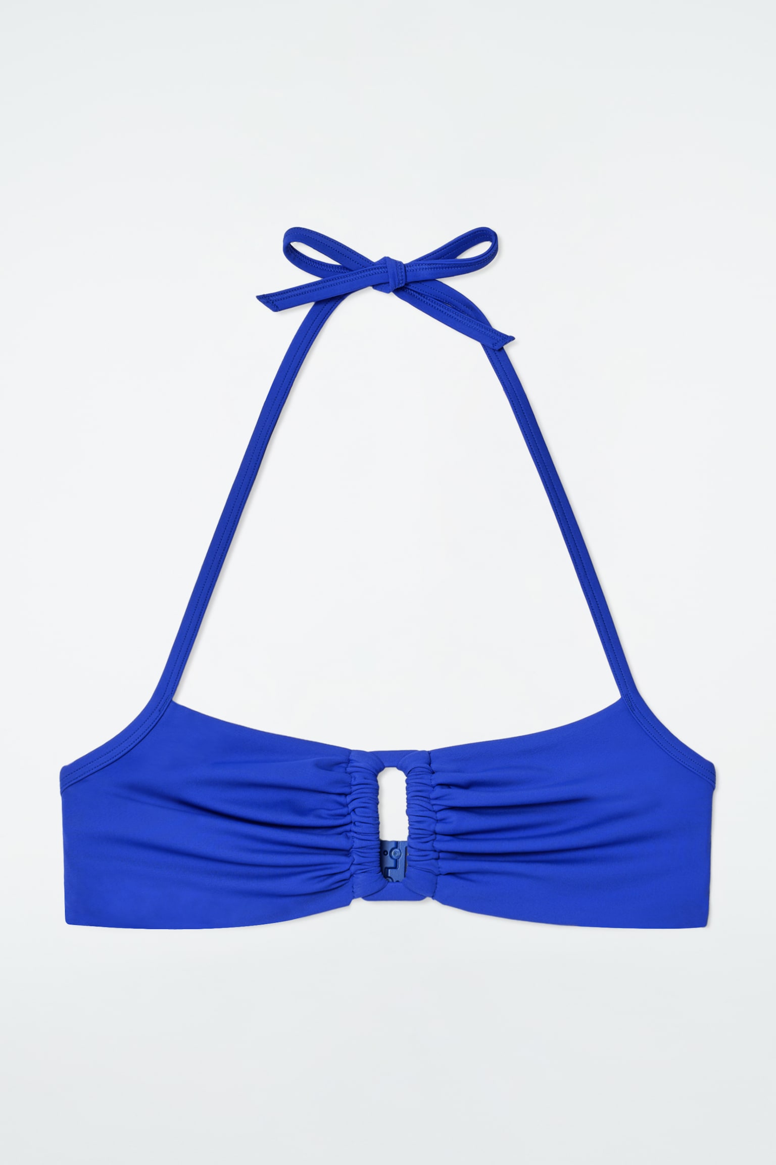 GATHERED CUTOUT BIKINI TOP - BLUE - 2