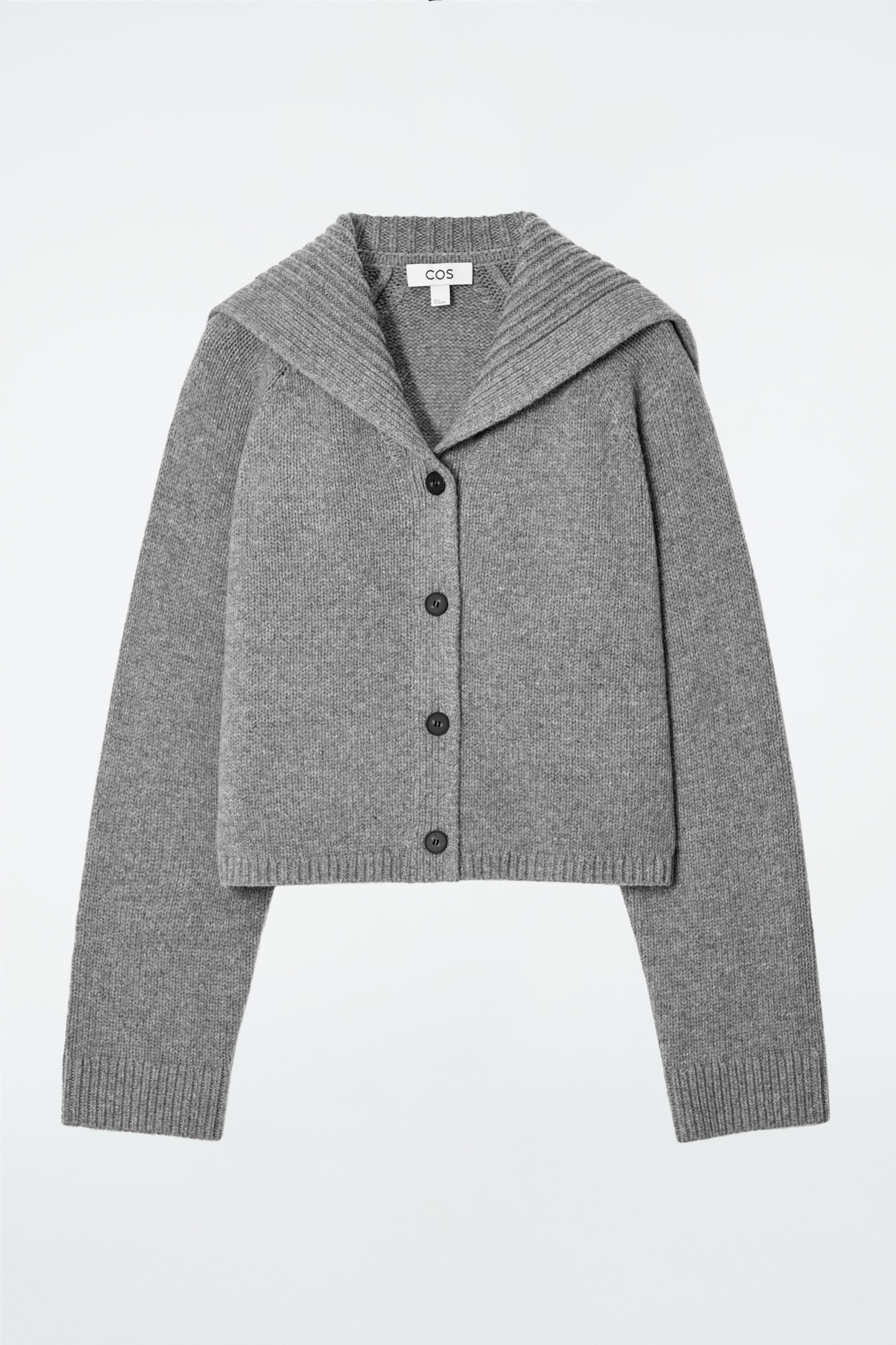 SAILOR-COLLAR WOOL CARDIGAN - GRAY MÉLANGE | COS