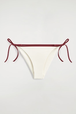 CONTRAST-TRIMMED TIE-SIDE BIKINI BRIEFS — WHITE / RED 6
