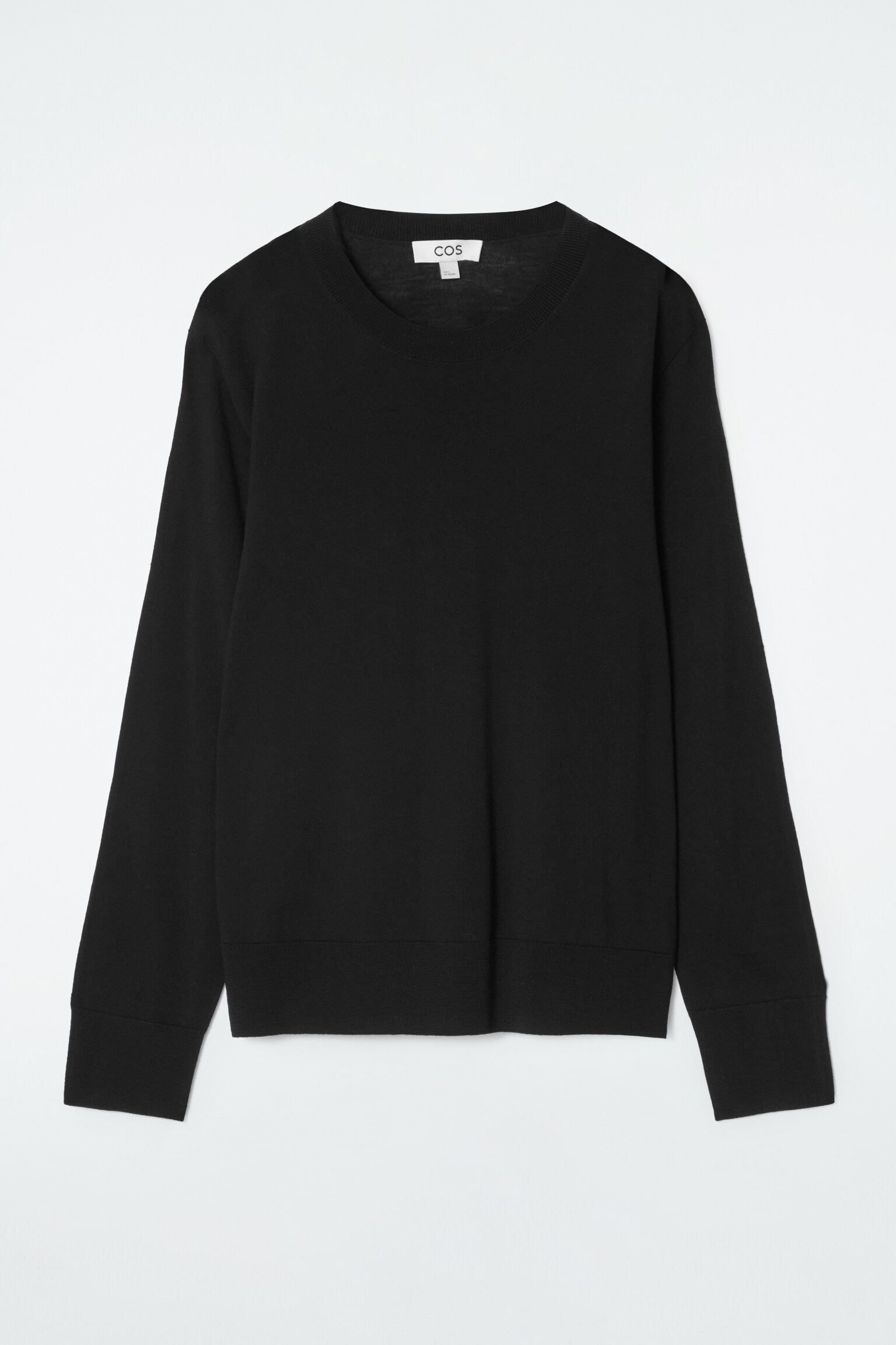 MERINO WOOL CREW-NECK JUMPER - BLACK/BEIGE / UNDYED - 1