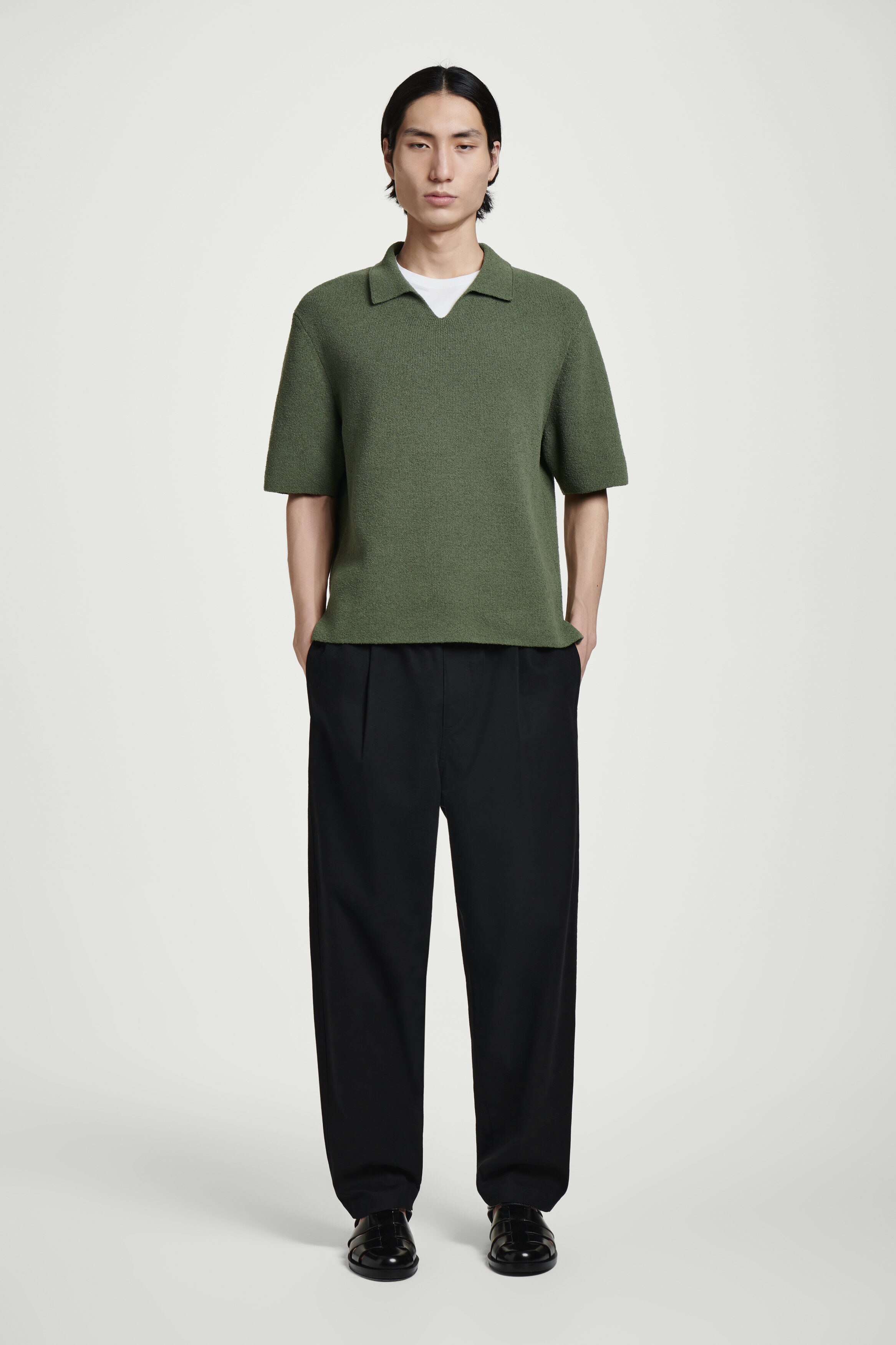 【極美品‼️】All-Over Knit Polo Green Crystal-Embellished Polo Sweater Black | N21
