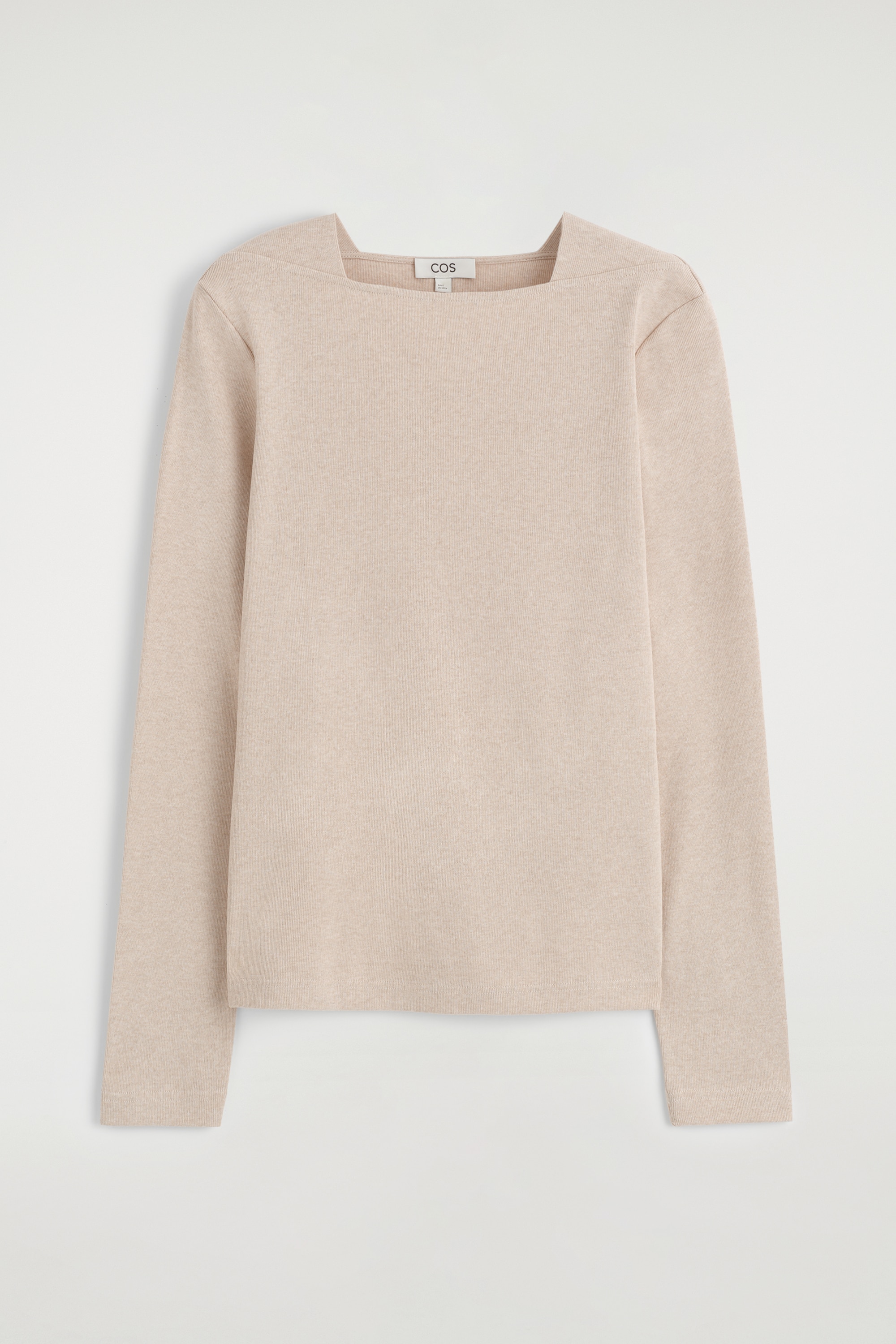 COTTON-JERSEY LONG-SLEEVED TOP - ECRU/SÖTÉTSZÜRKE