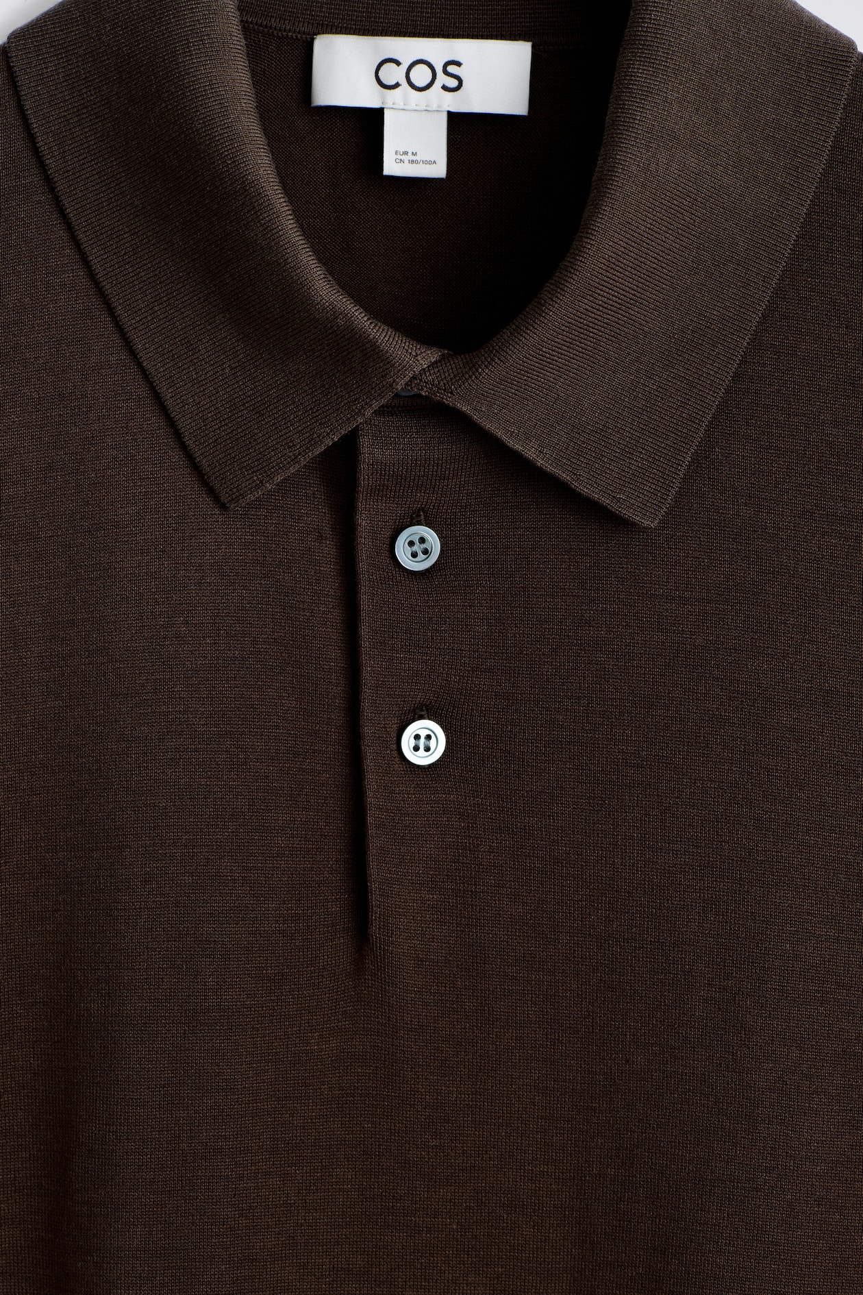 SLIM KNITTED SILK POLO SHIRT — BROWN