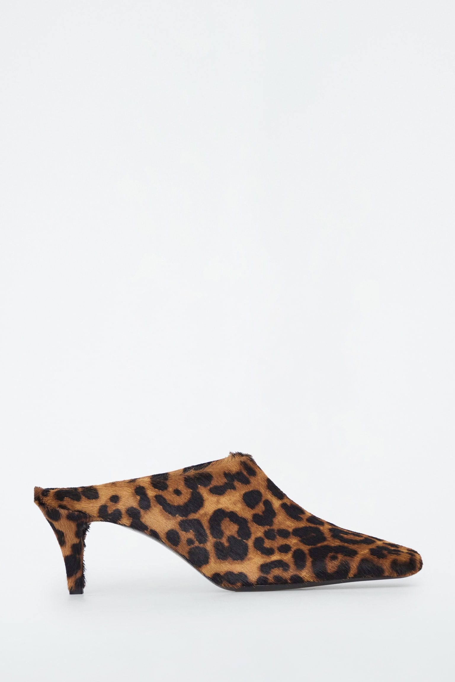SQUARE-TOE LEOPARD PONY-HAIR MULES - LEOPARD