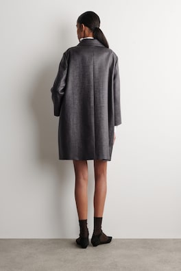 TEXTURED SINGLE-BREASTED COAT — CHARCOAL 4