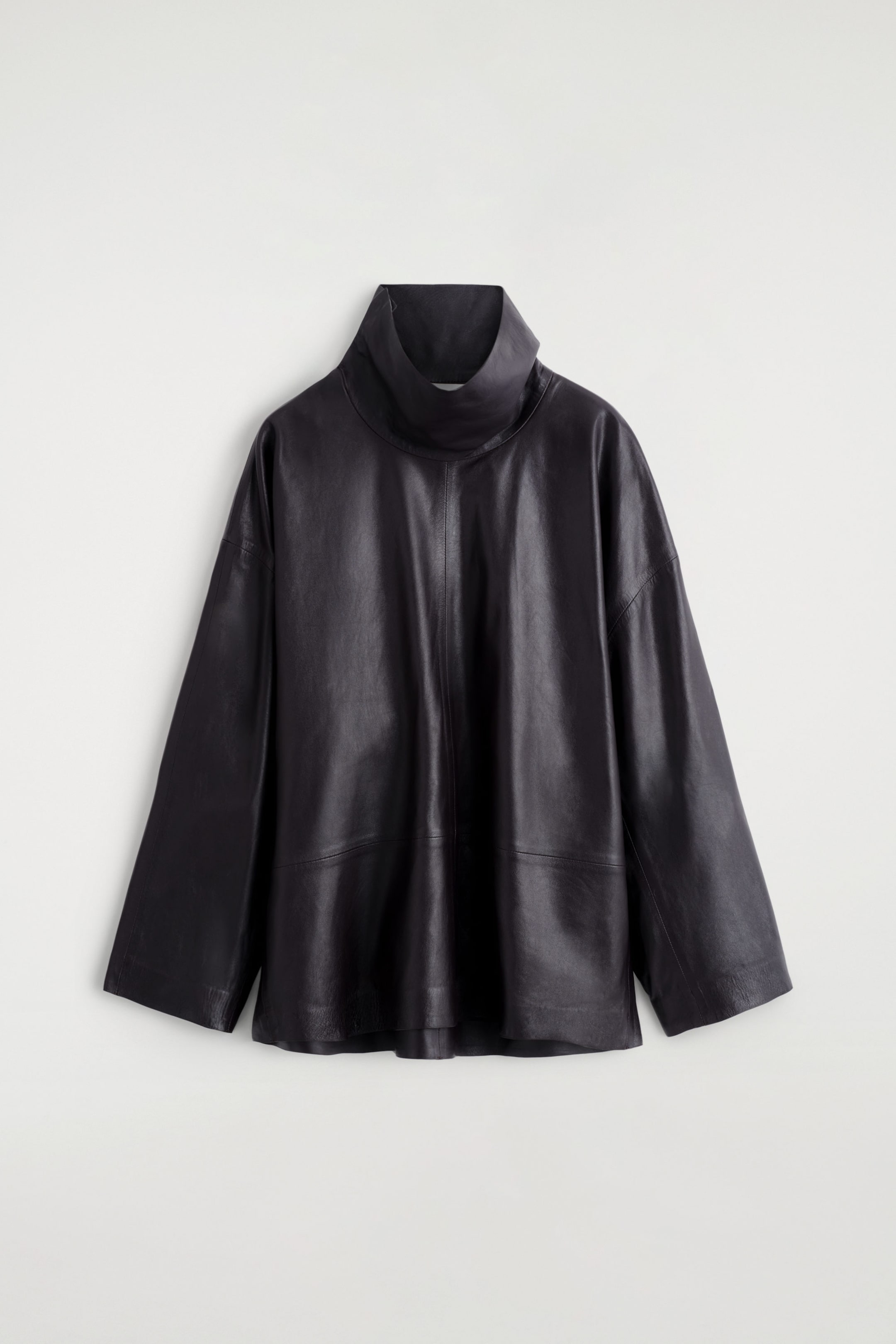LEATHER FUNNEL-NECK TOP