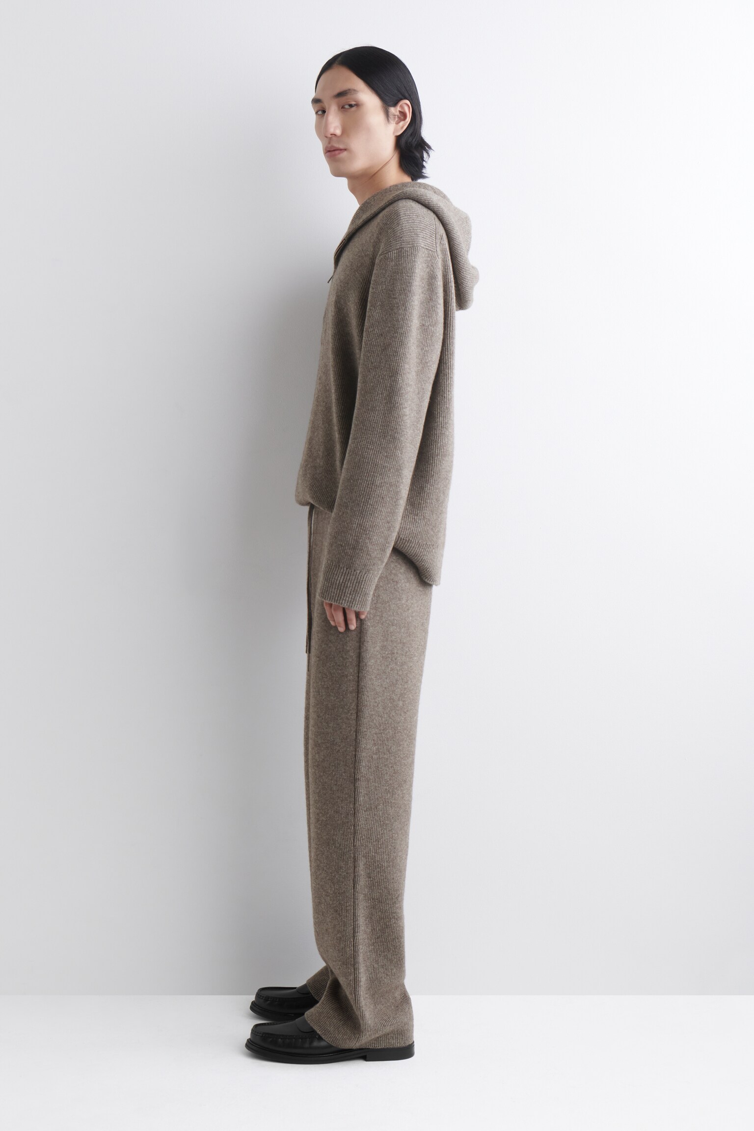 סווטשירט עם רוכסן סרוג ממרינו-יאק - מלנג' בז' - 7