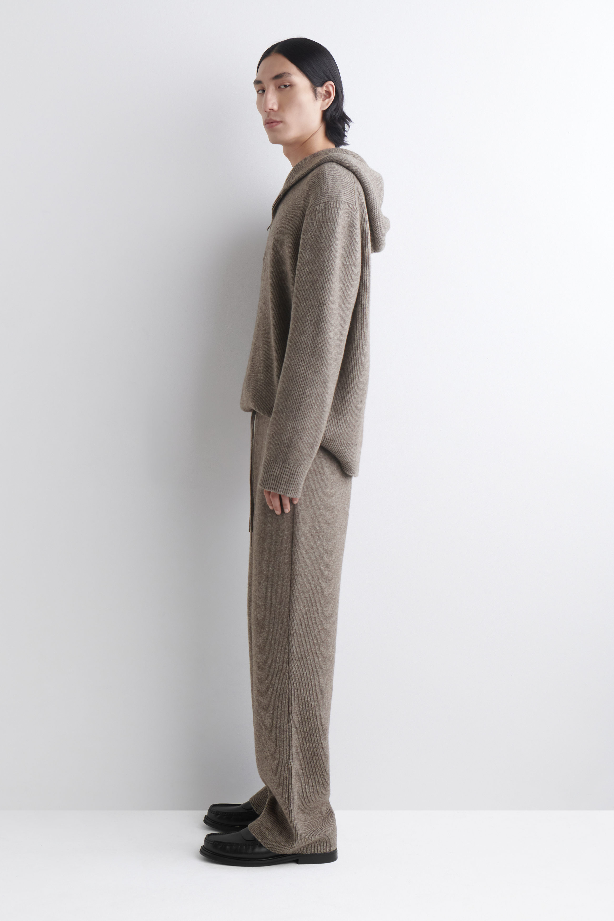 KNITTED MERINO-YAK ZIP-UP HOODIE - BEIGE MÉLANGE | COS US