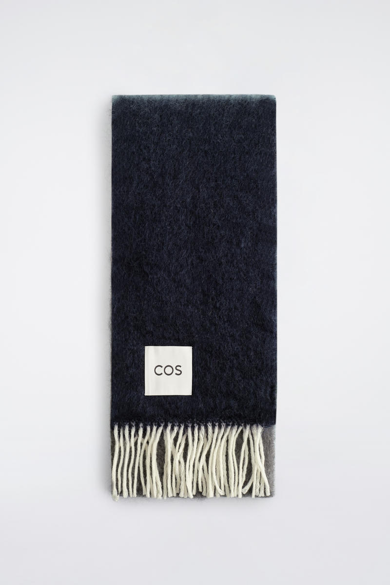 Cos Fringed Mohair Scarf In Blue