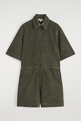SUEDE PLAYSUIT — KHAKI 2