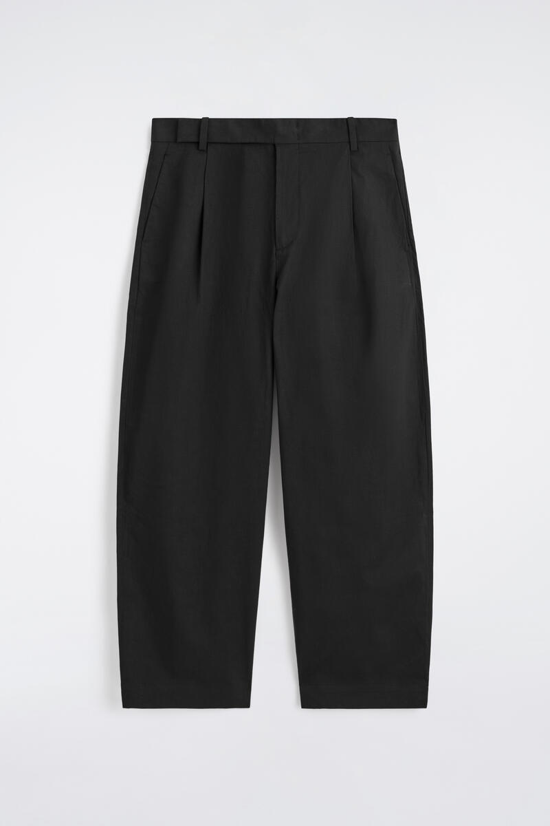 Cotton-Linen Relaxed-Fit Barrel-Leg Pants