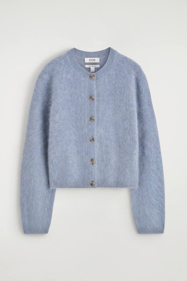 CARDIGAN AUS GEBÜRSTETEM KASCHMIR - Blau/DUNKLES BEIGE/DUNKELGRAU - 1