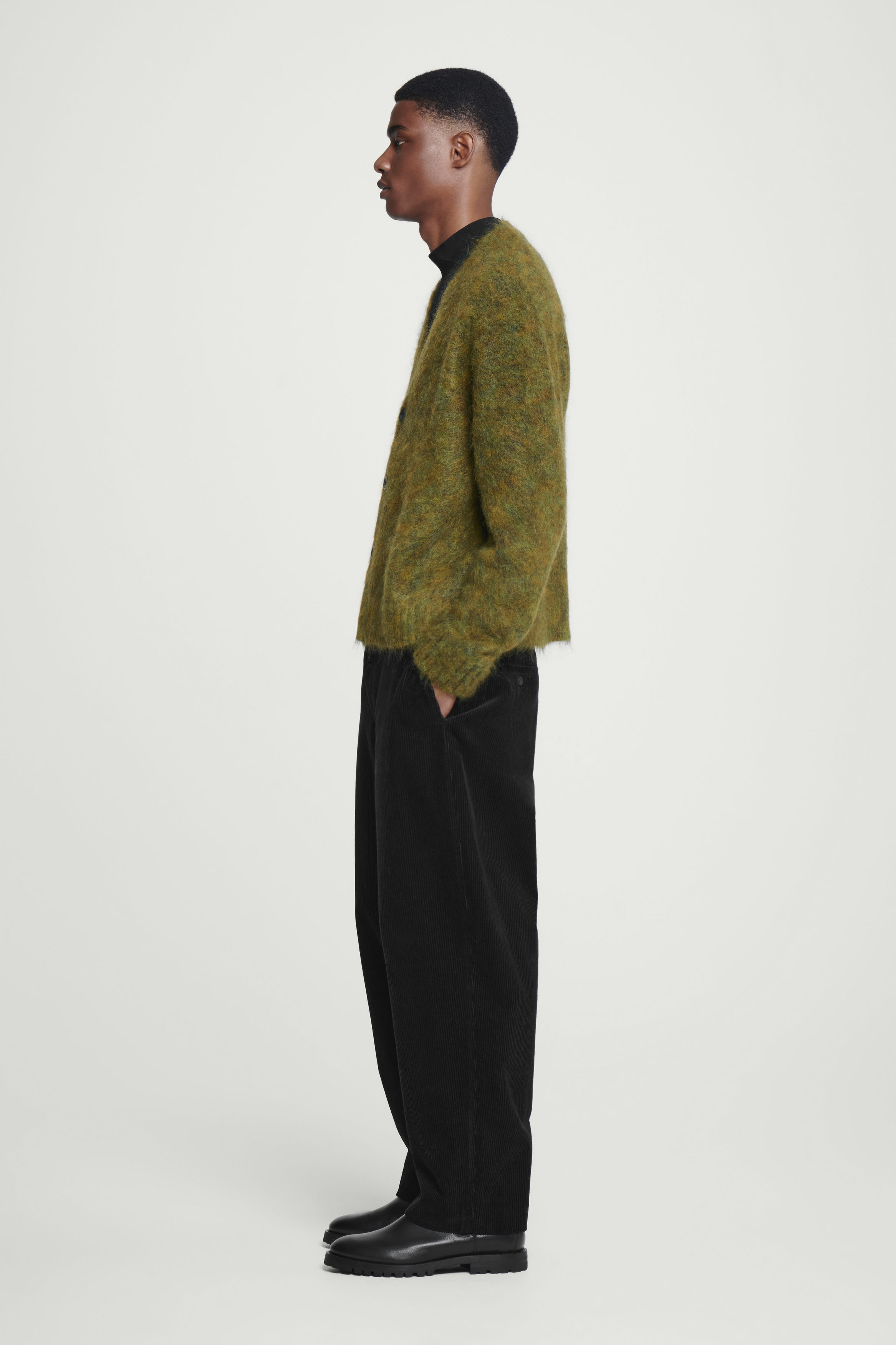 SPACE-DYED MOHAIR-BLEND CARDIGAN - GREEN | COS