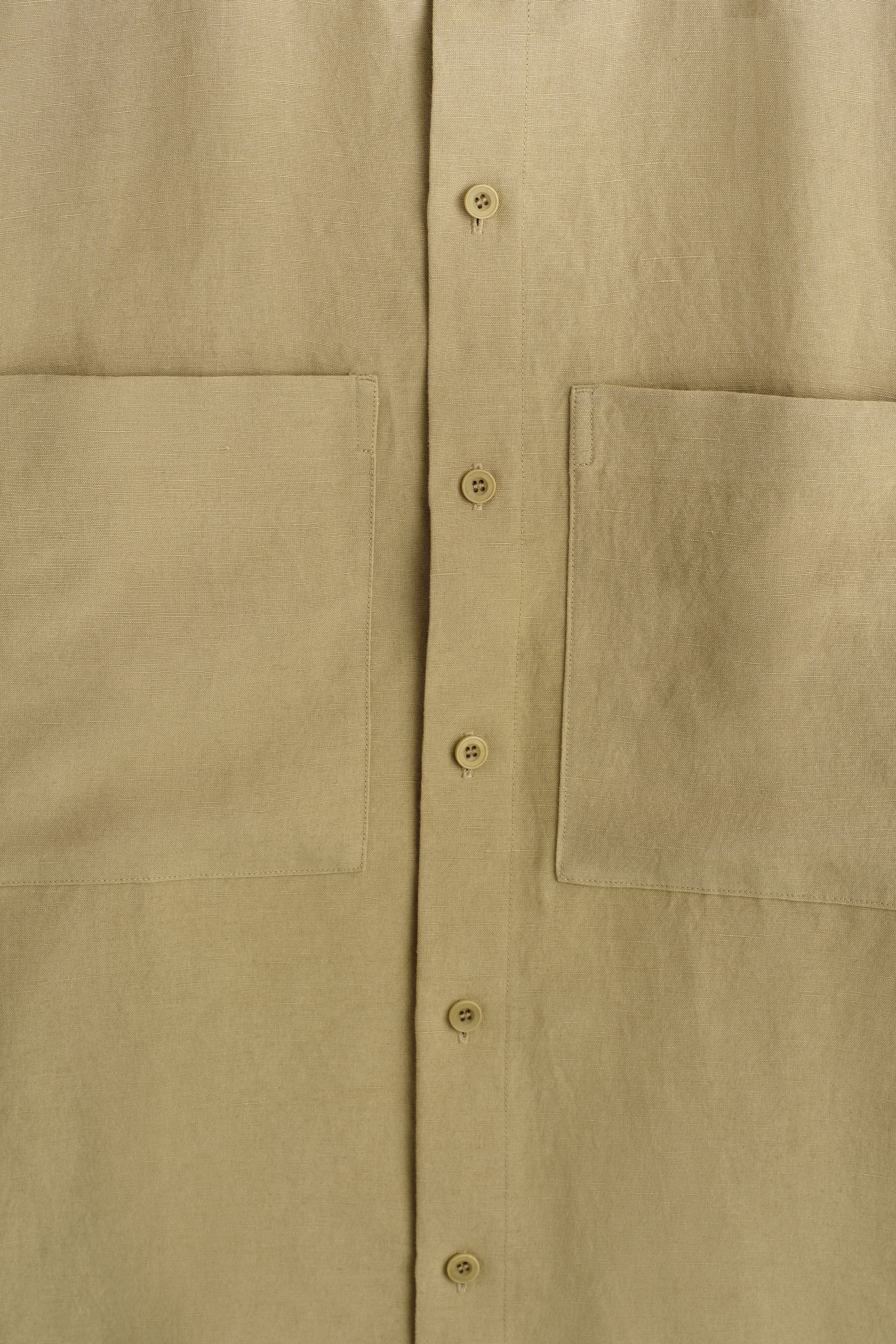 OVERSIZED GRANDAD-COLLAR LINEN SHIRT