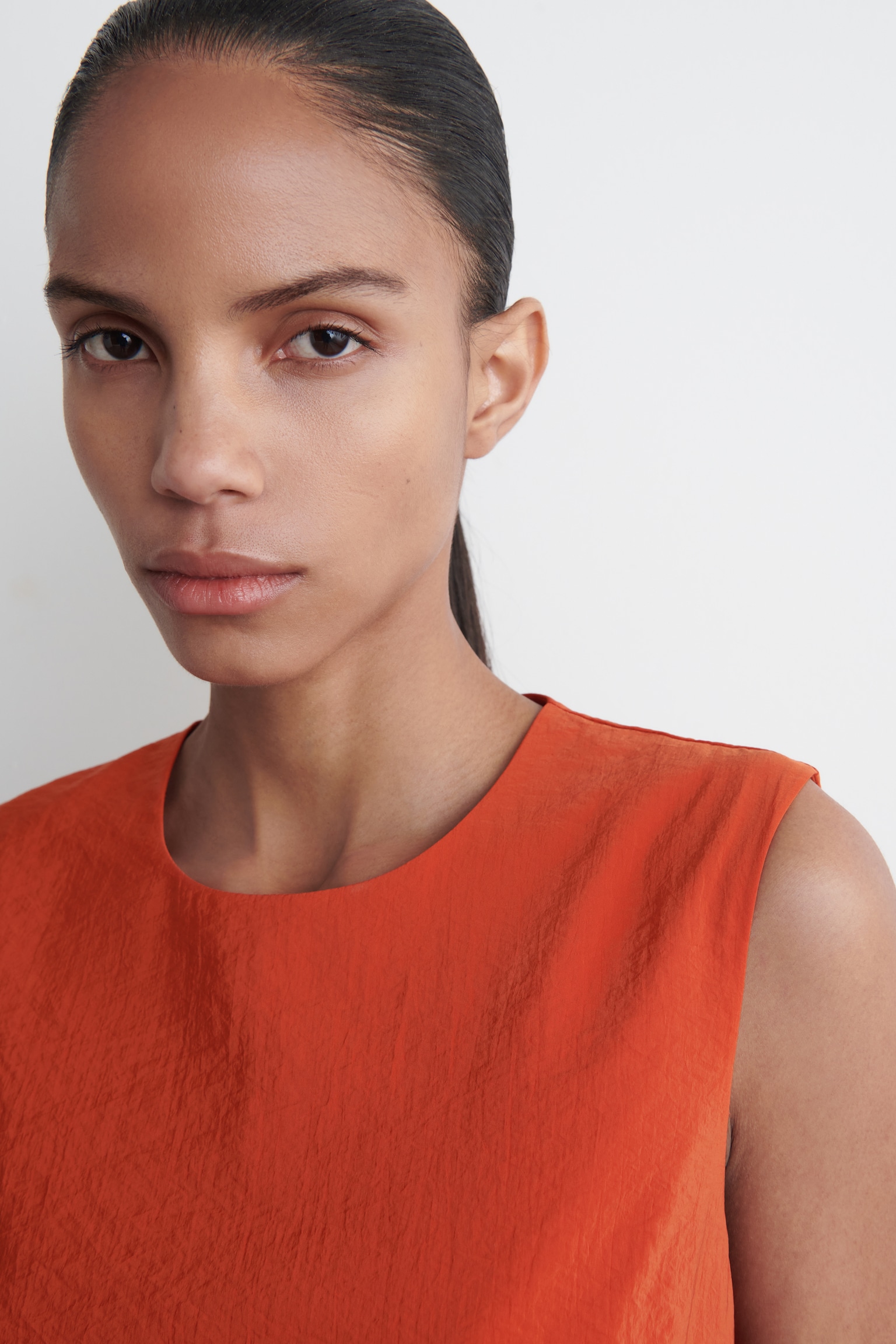 SLEEVELESS BUBBLE-HEM MIDI DRESS - ORANŽOVÁ/TMAVĚ MODRÁ/SVĚTLĚ RŮŽOVÁ - 4