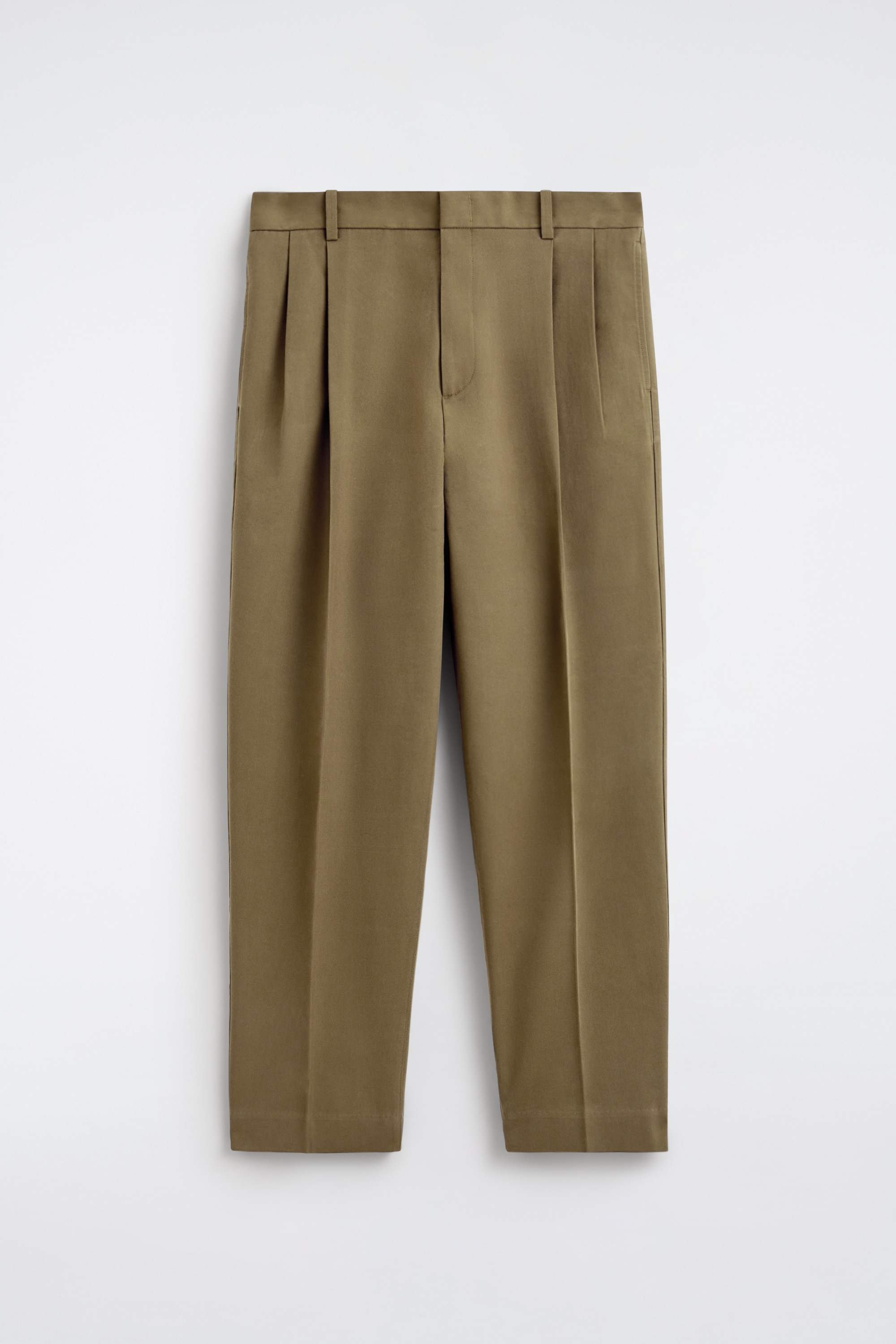 LOCKERE, SCHMAL ZULAUFENDE HOSE MIT FALTEN - KHAKI/SCHWARZ