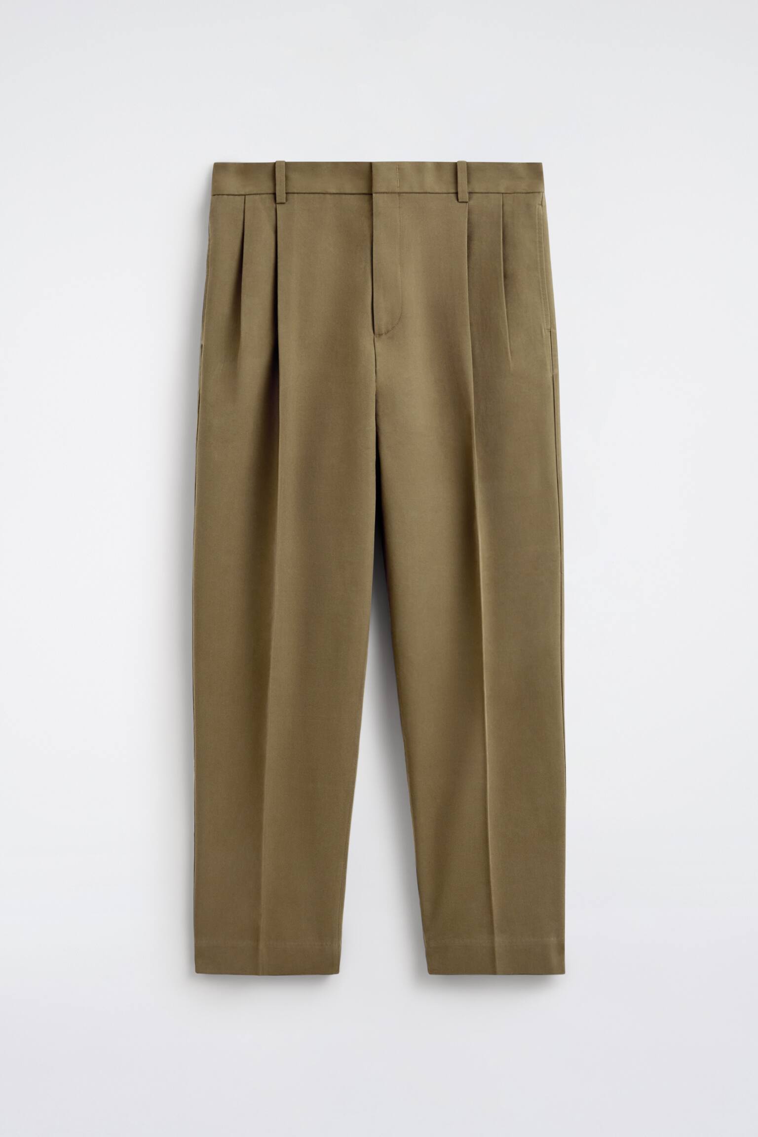 Calças com pregas, corte folgado e perna afunilada - caqui/PRETO - 2