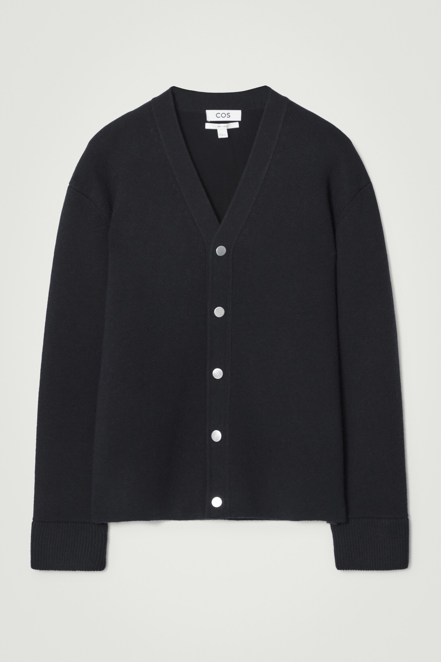 DOUBLE-FACED WOOL V-NECK CARDIGAN - NAVY/MOLE - 1