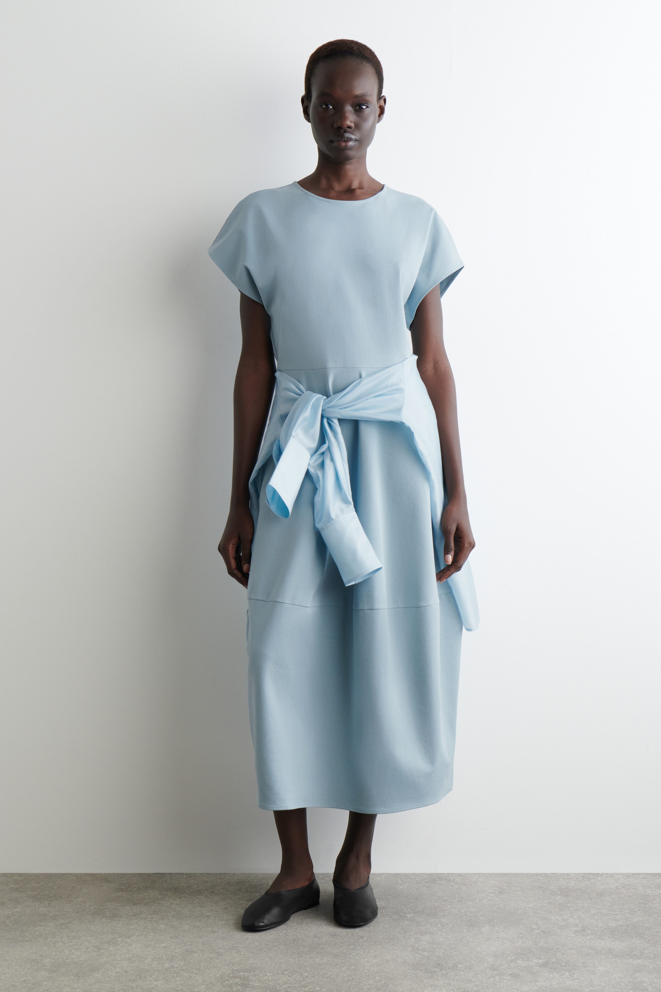 SCULPTED COTTON MIDI DRESS