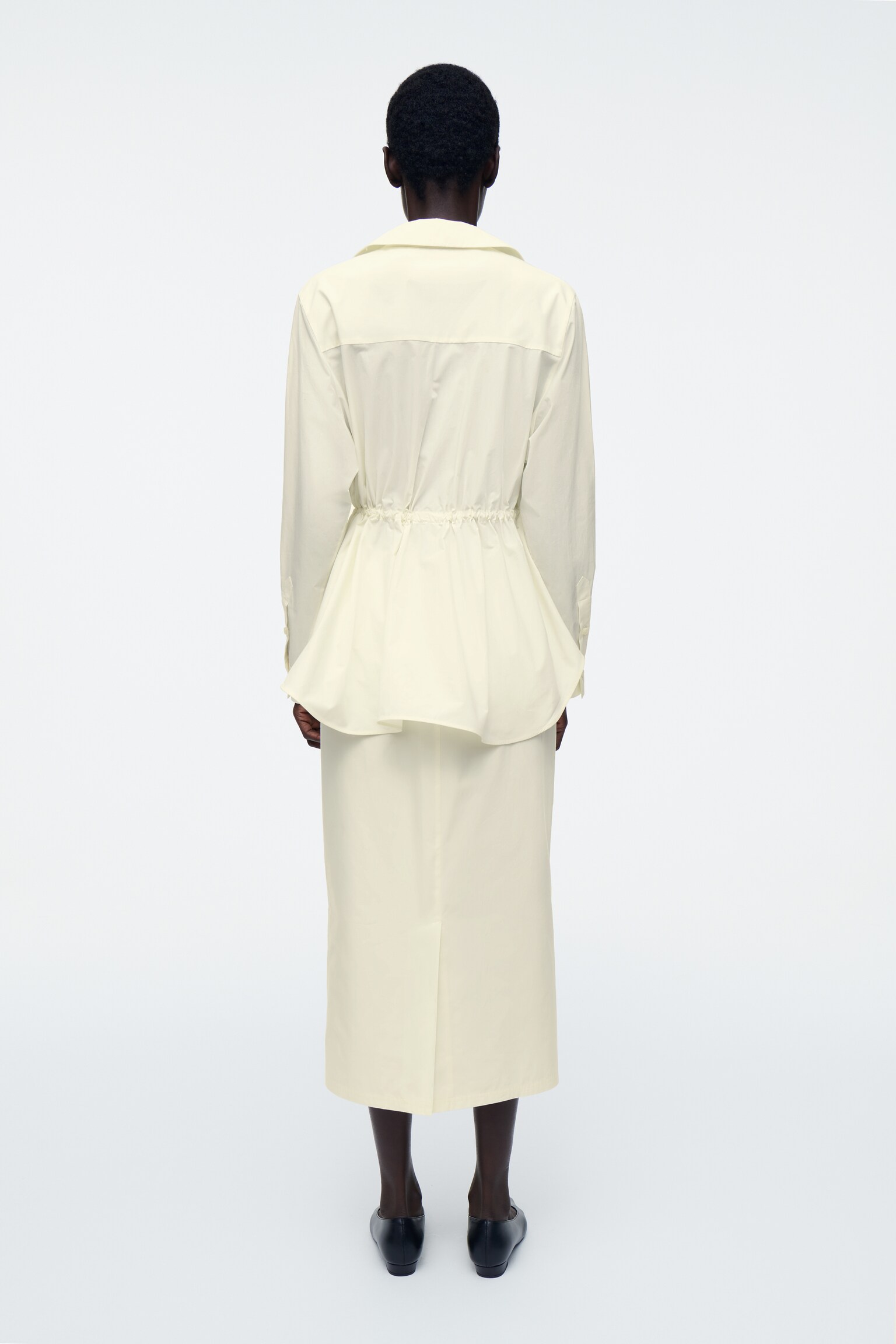 CHEMISE À TAILLE AJUSTABLE - JAUNE BEURRE/BLEU MARINE - 8