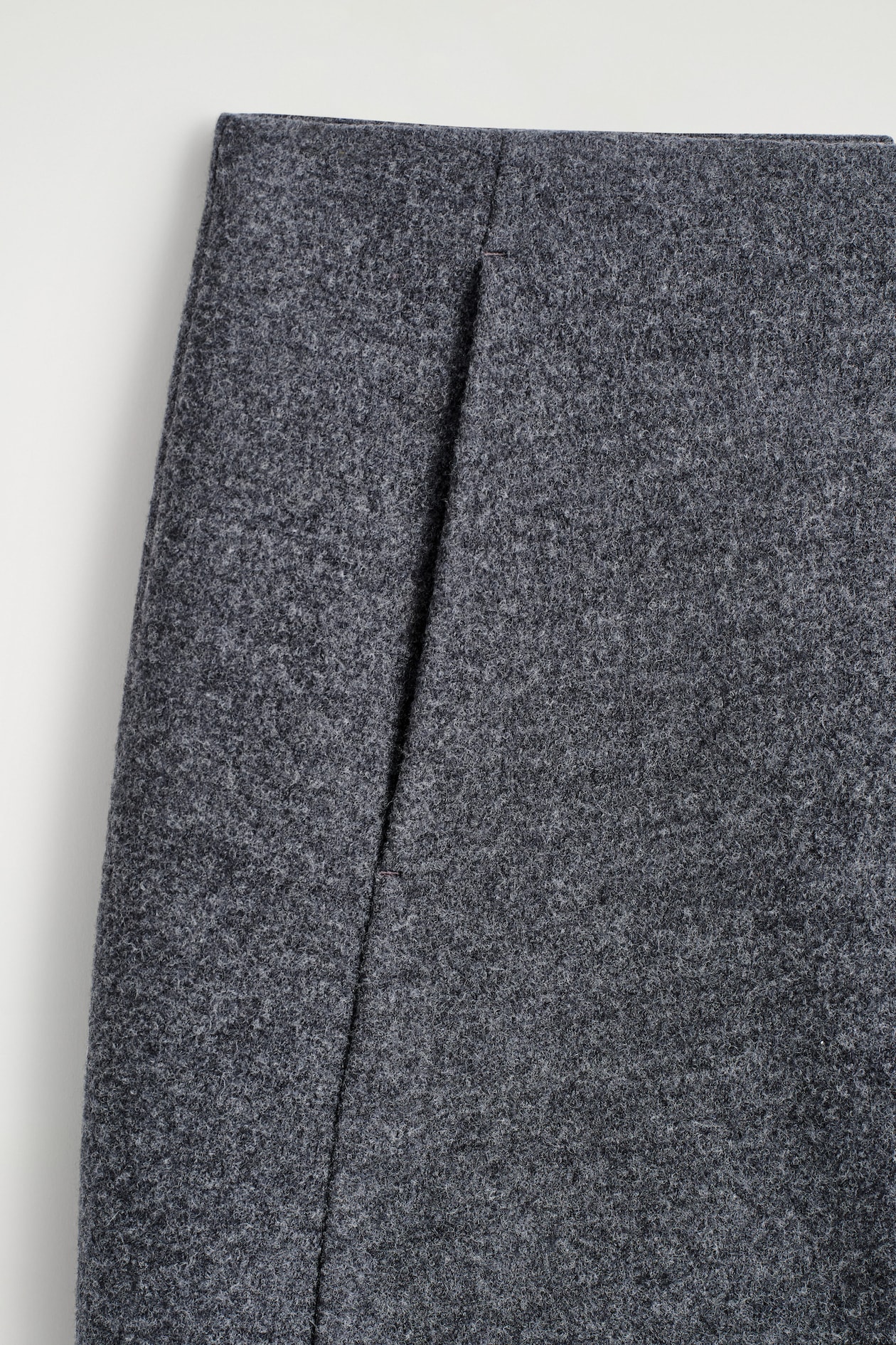 BOILED MERINO WOOL MINI SKIRT — GREY
