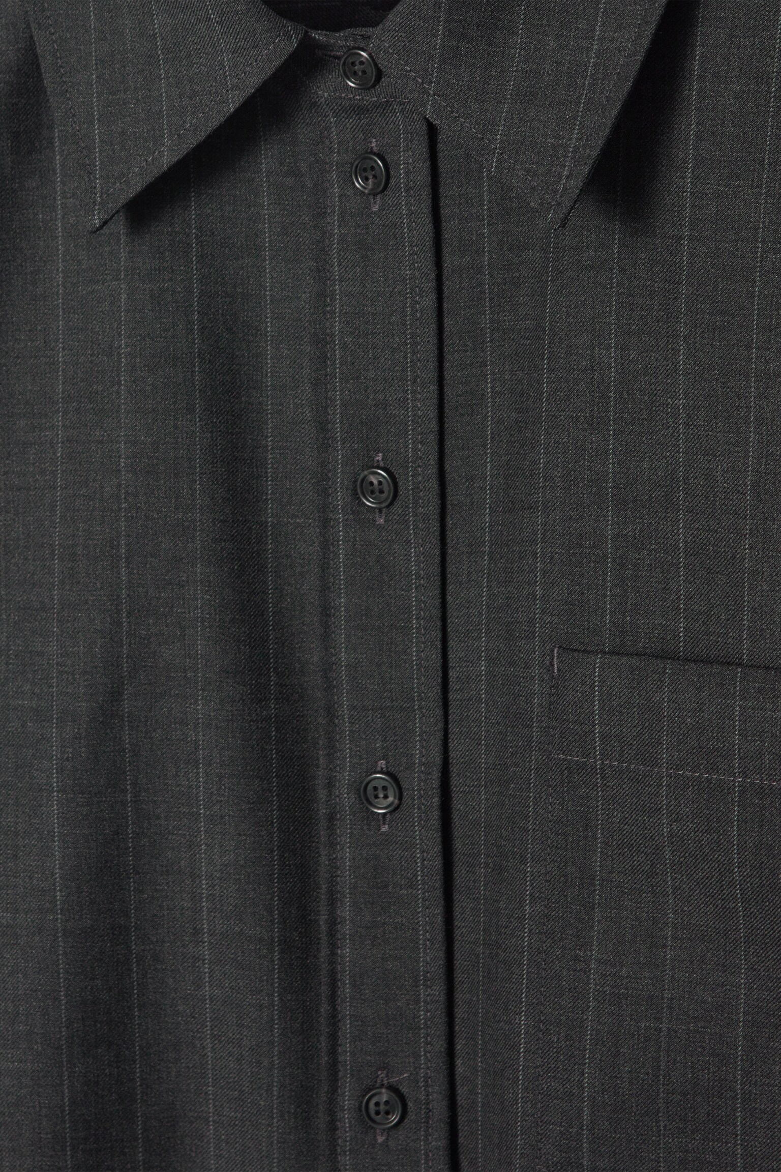 RELAXED PINSTRIPED WOOL SHIRT - DARK GREY / PINSTRIPED - 2