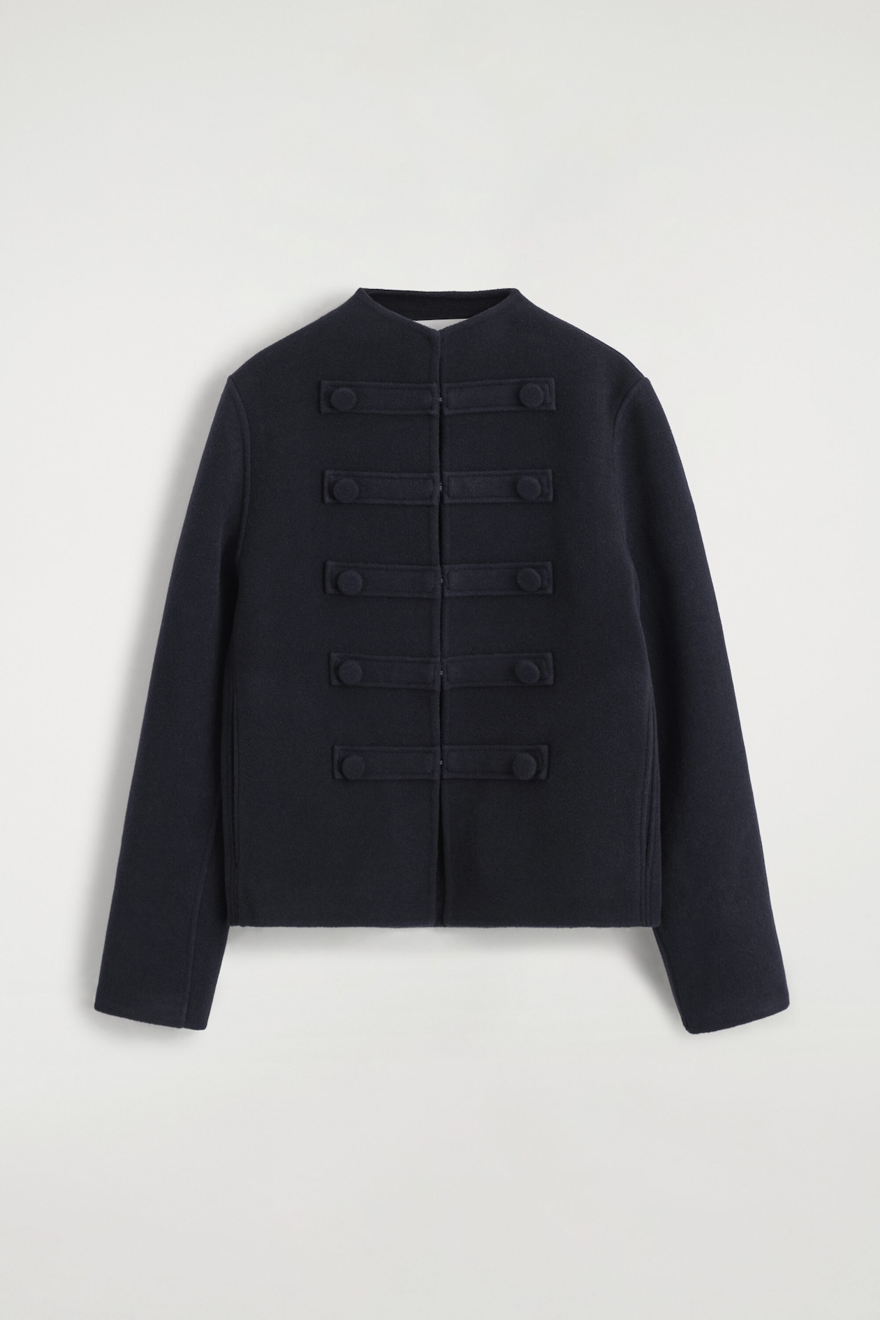 DOUBLE-FACED WOOL UNIFORM JACKET — NAVY