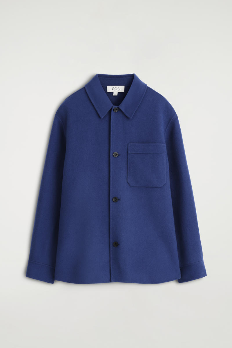 Cos Split Wool Overshirt In Blue In Blue