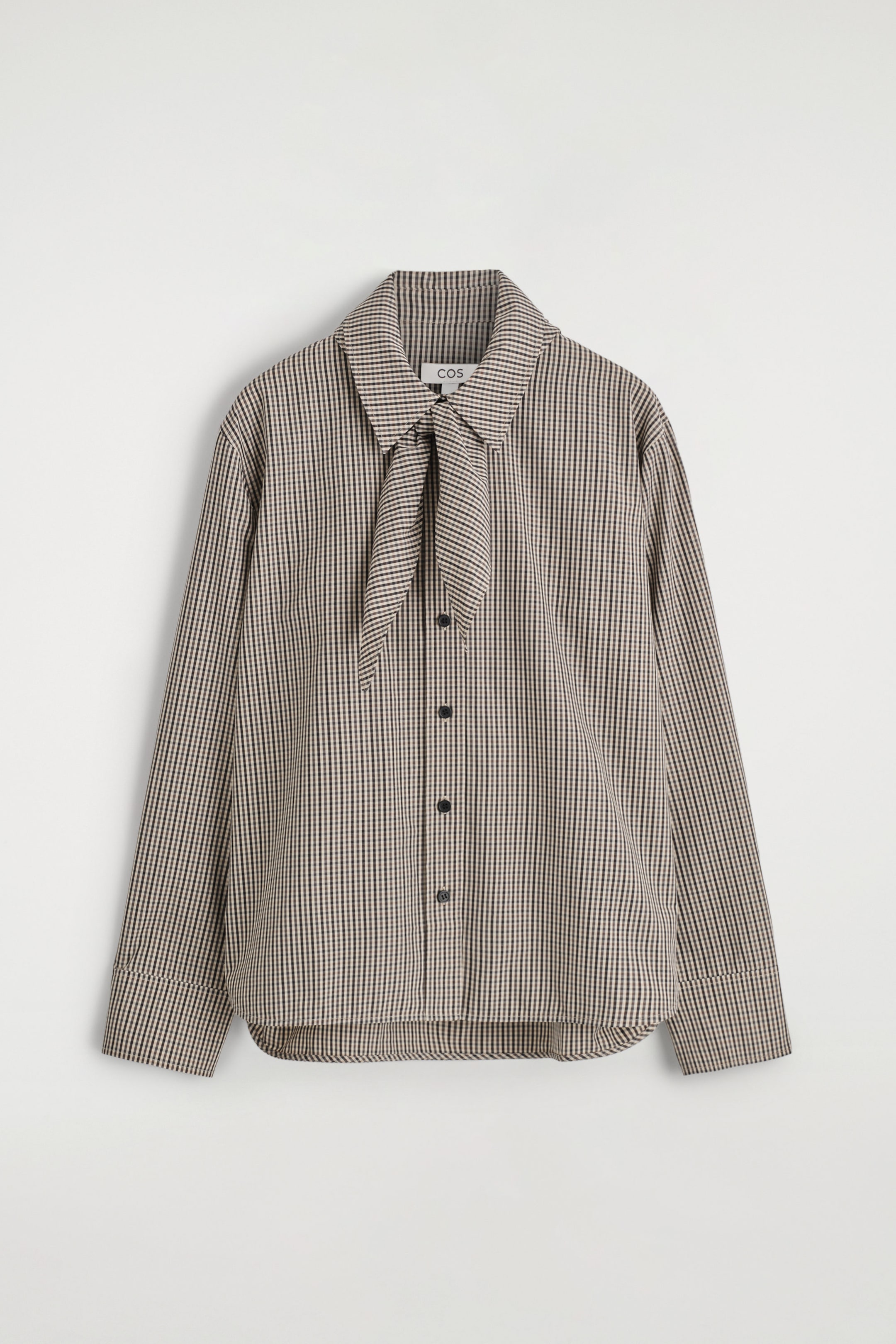 CHECKED SCARF-DETAIL SHIRT