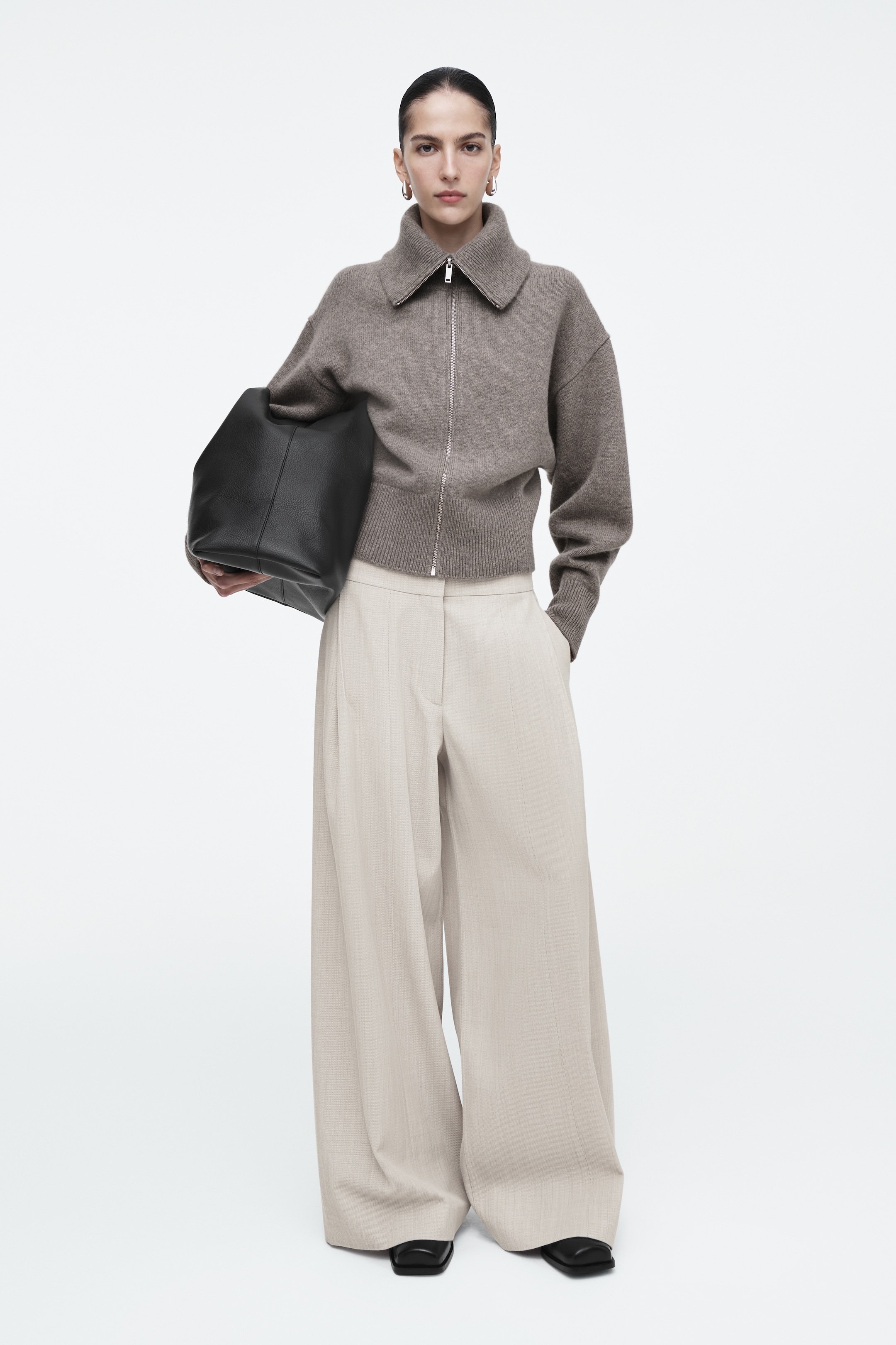 View larger image: WAISTED KNITTED WOOL BOMBER JACKET - MOLE - Ladies | H&M GB 2