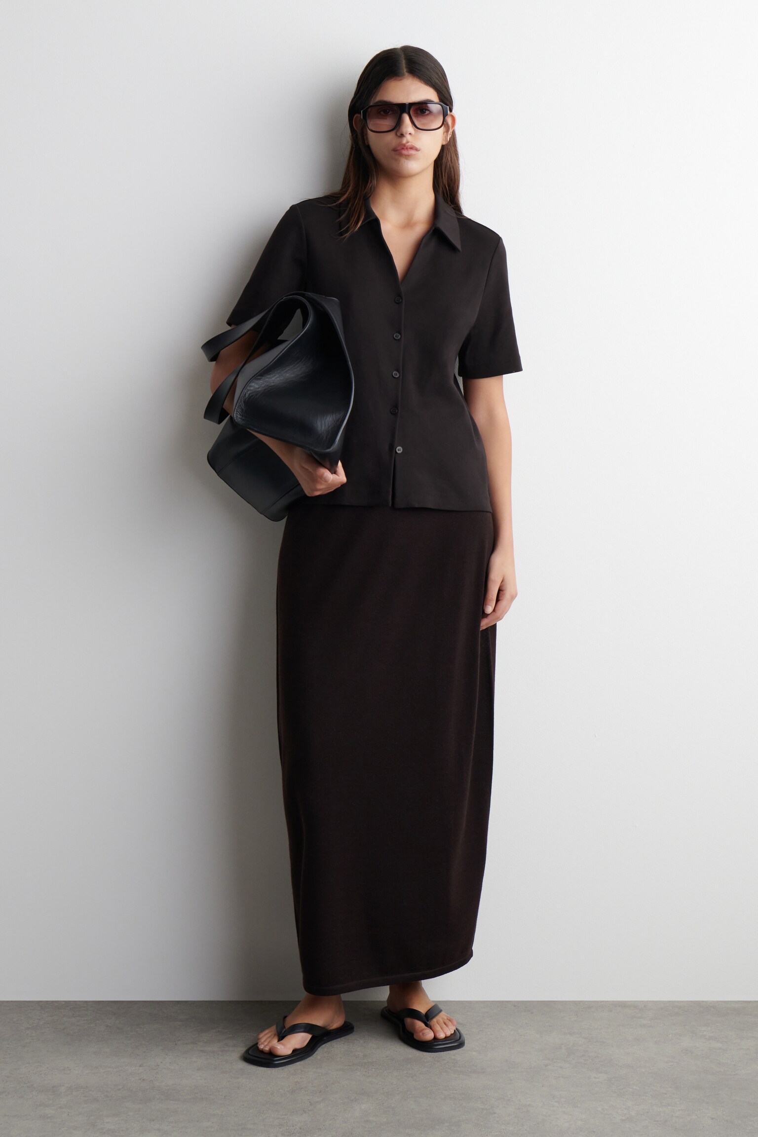 JERSEY RESORT SHIRT - DARK BROWN/WHITE / STRIPED - 6
