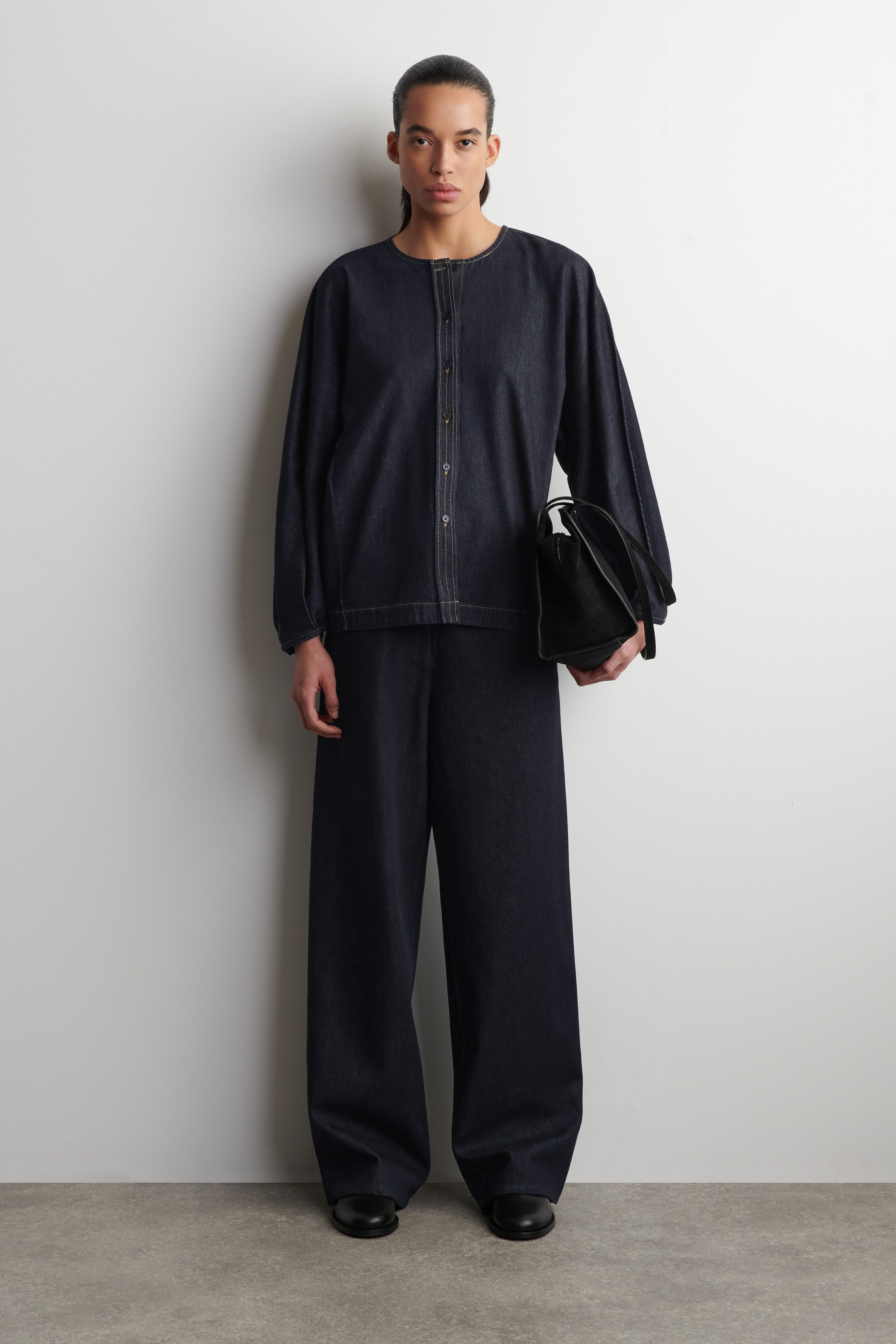 DRAWSTRING DENIM TROUSERS