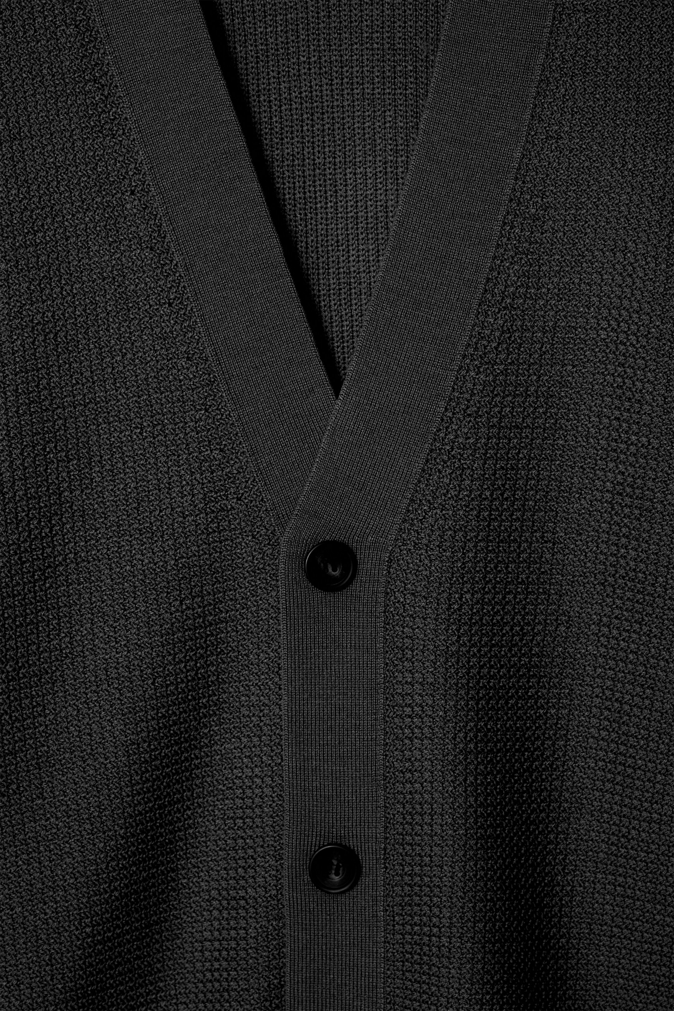 View larger image: TEXTURED MERINO WOOL CARDIGAN - BLACK - Men | H&M GB 7