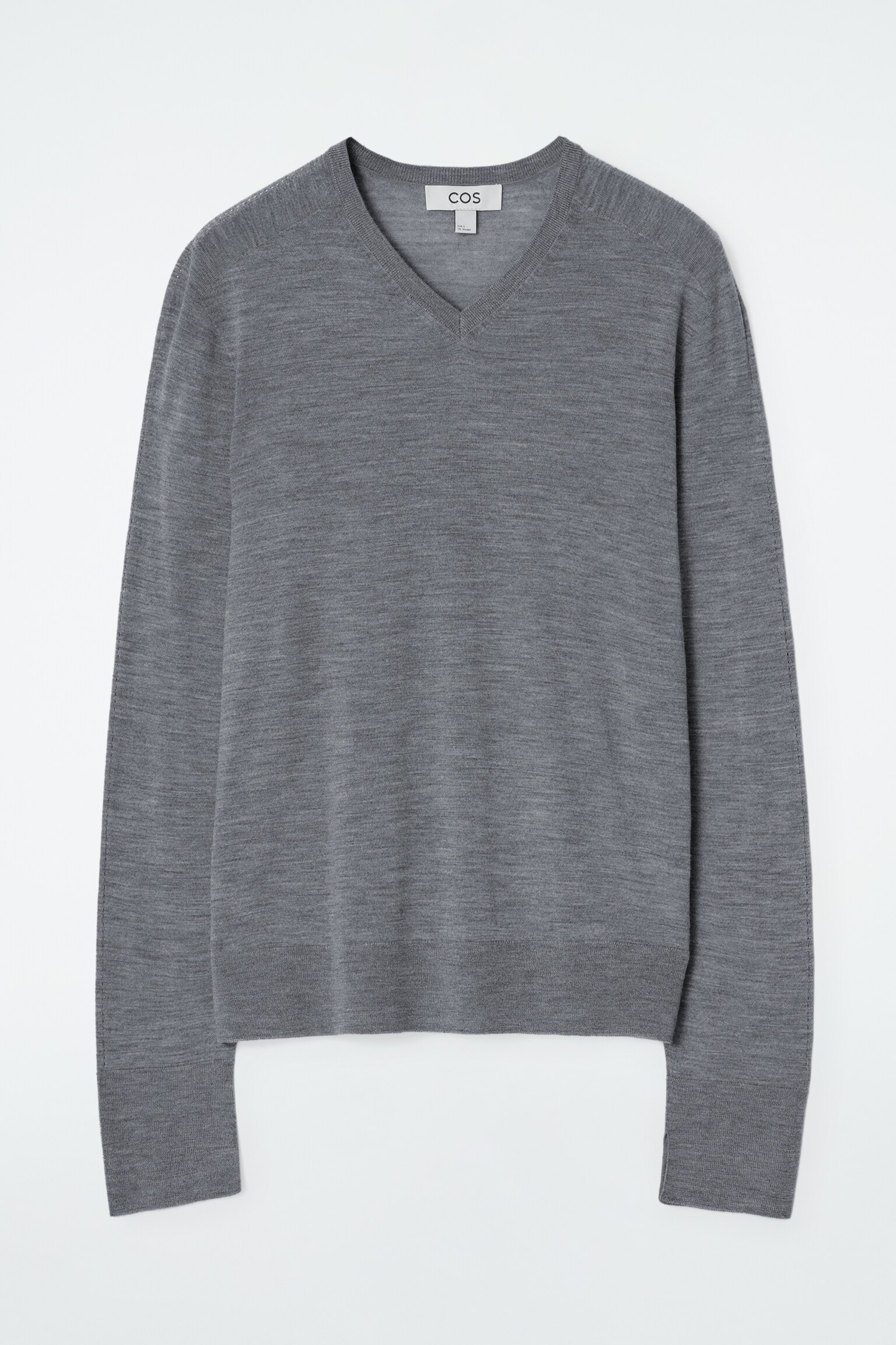 PULL COL EN V EN LAINE MÉRINOS - GRIS - 2