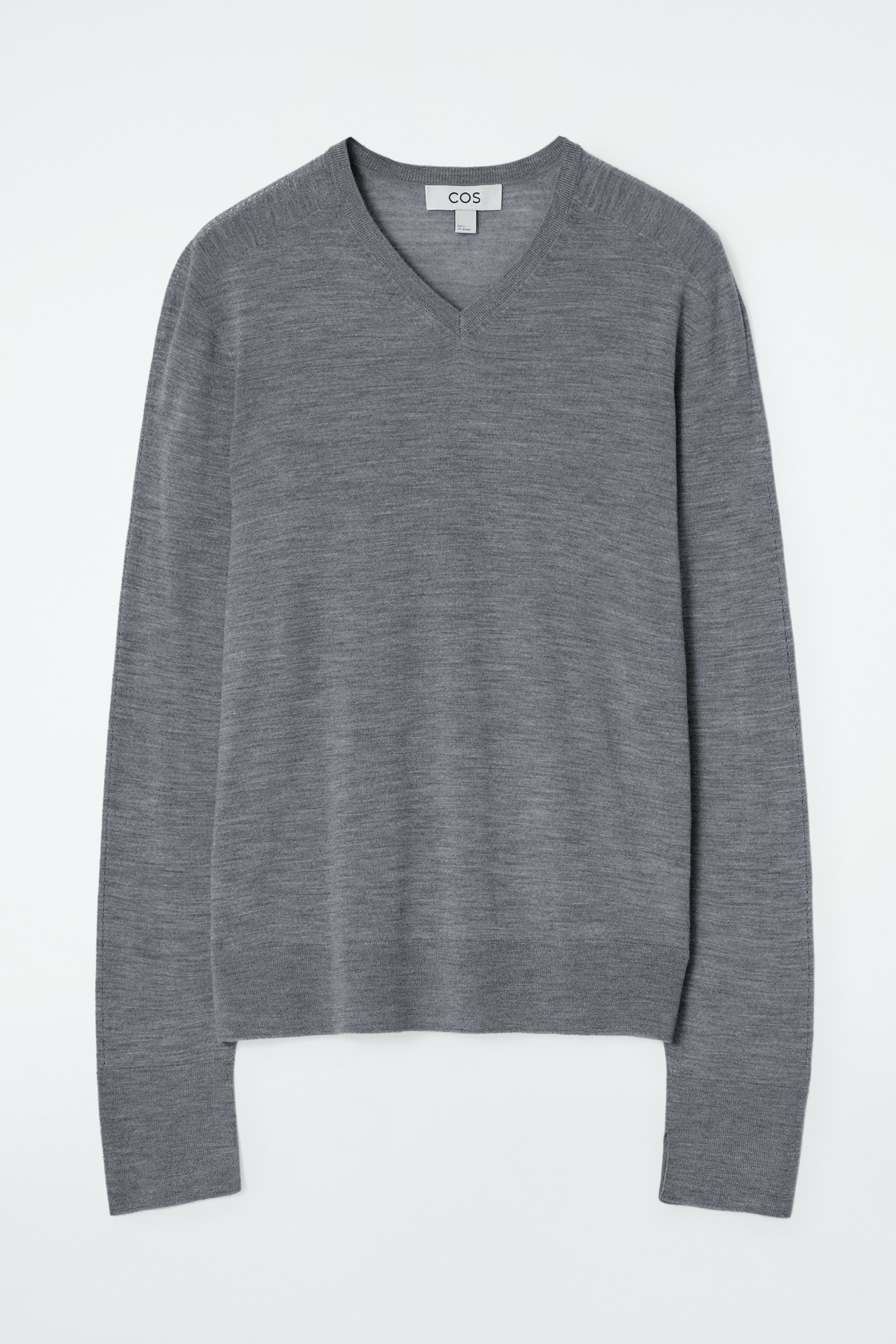 MERINO WOOL V-NECK JUMPER - GREY - 2