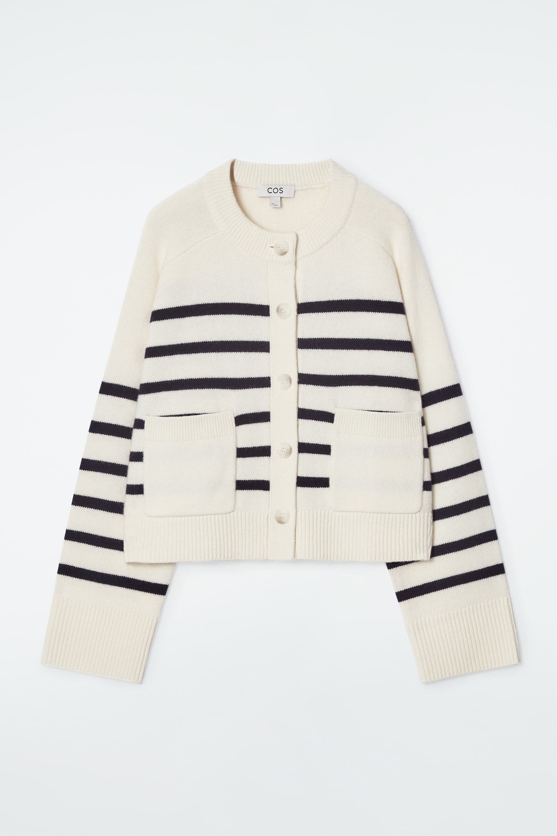Zobacz większy obraz: WOOL CREW-NECK CARDIGAN - BIAŁY / PASKI - ONA | H&M PL 1