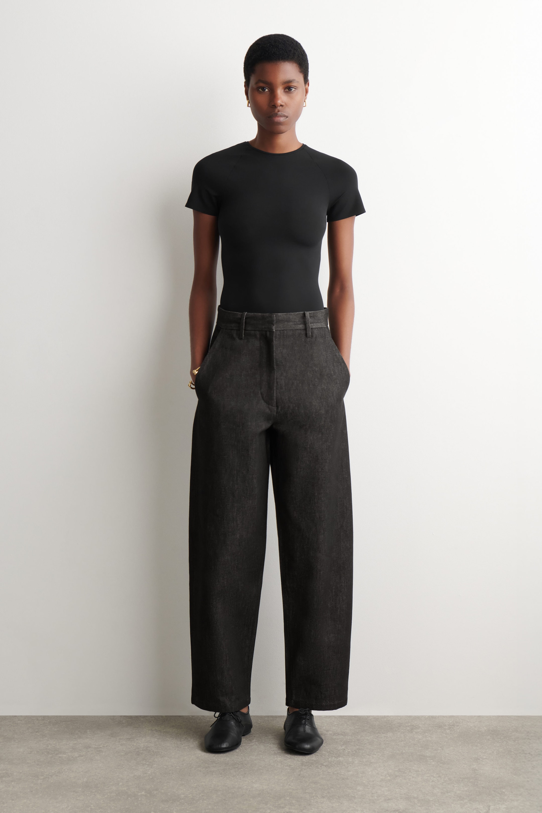 RELAXED-FIT WIDE-LEG DENIM TROUSERS