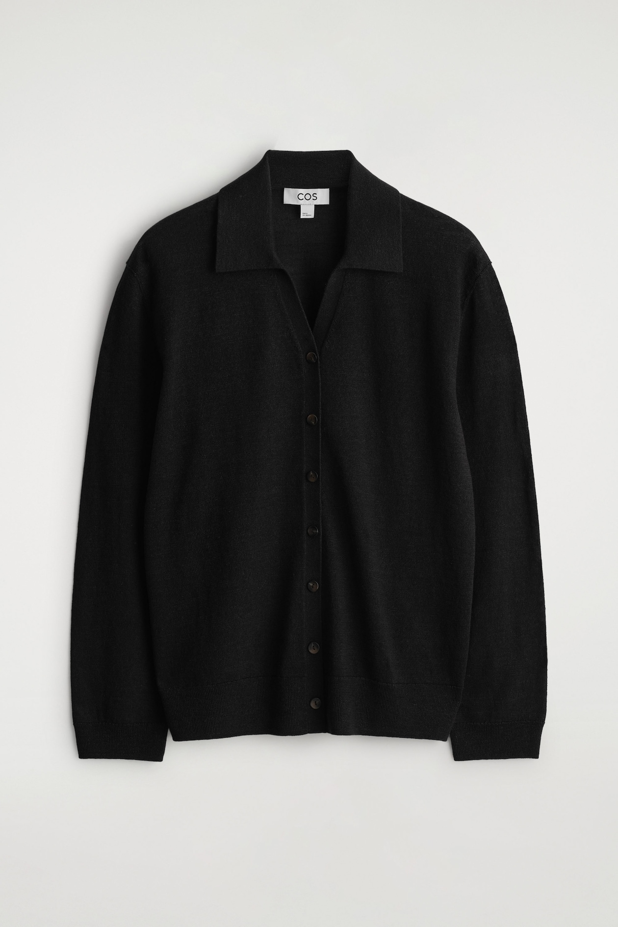 KNITTED LINEN-MERINO SHIRT — BLACK