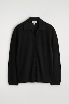 KNITTED LINEN-MERINO SHIRT — BLACK 7