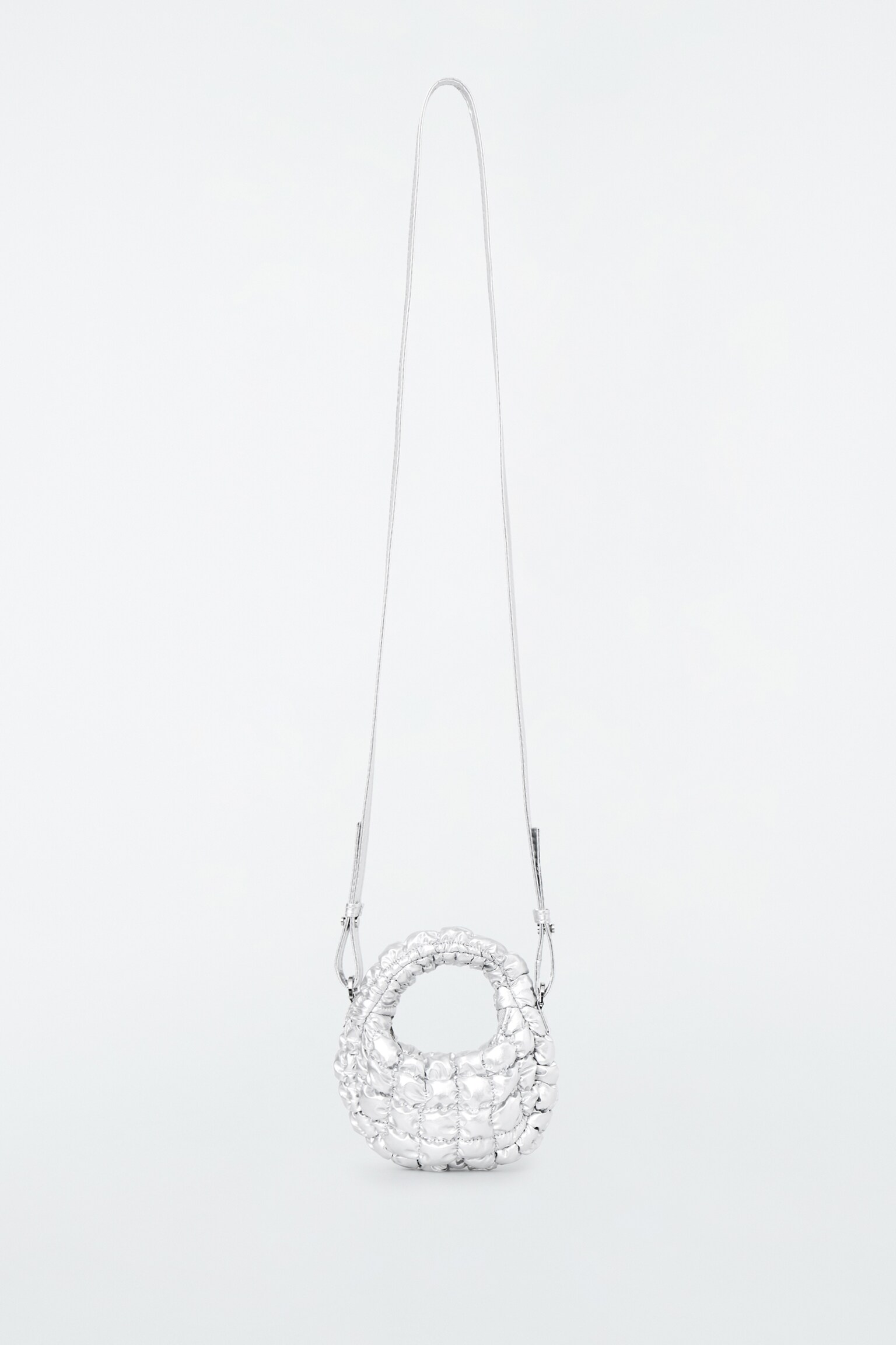 QUILTED NANO CROSSBODY BAG - SILVER