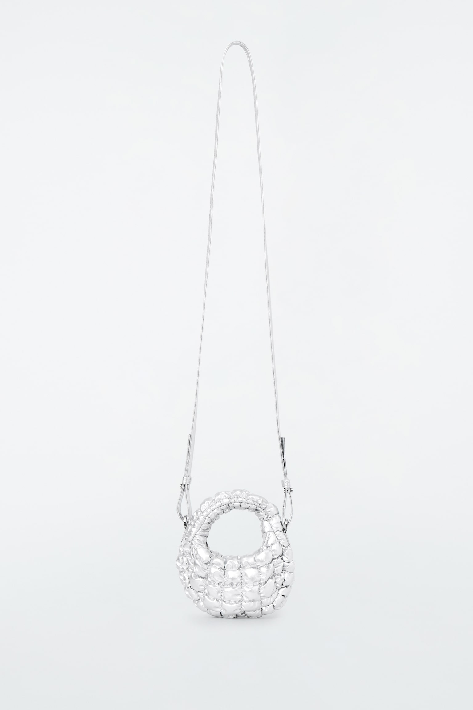 QUILTED NANO CROSSBODY BAG - SILVER
