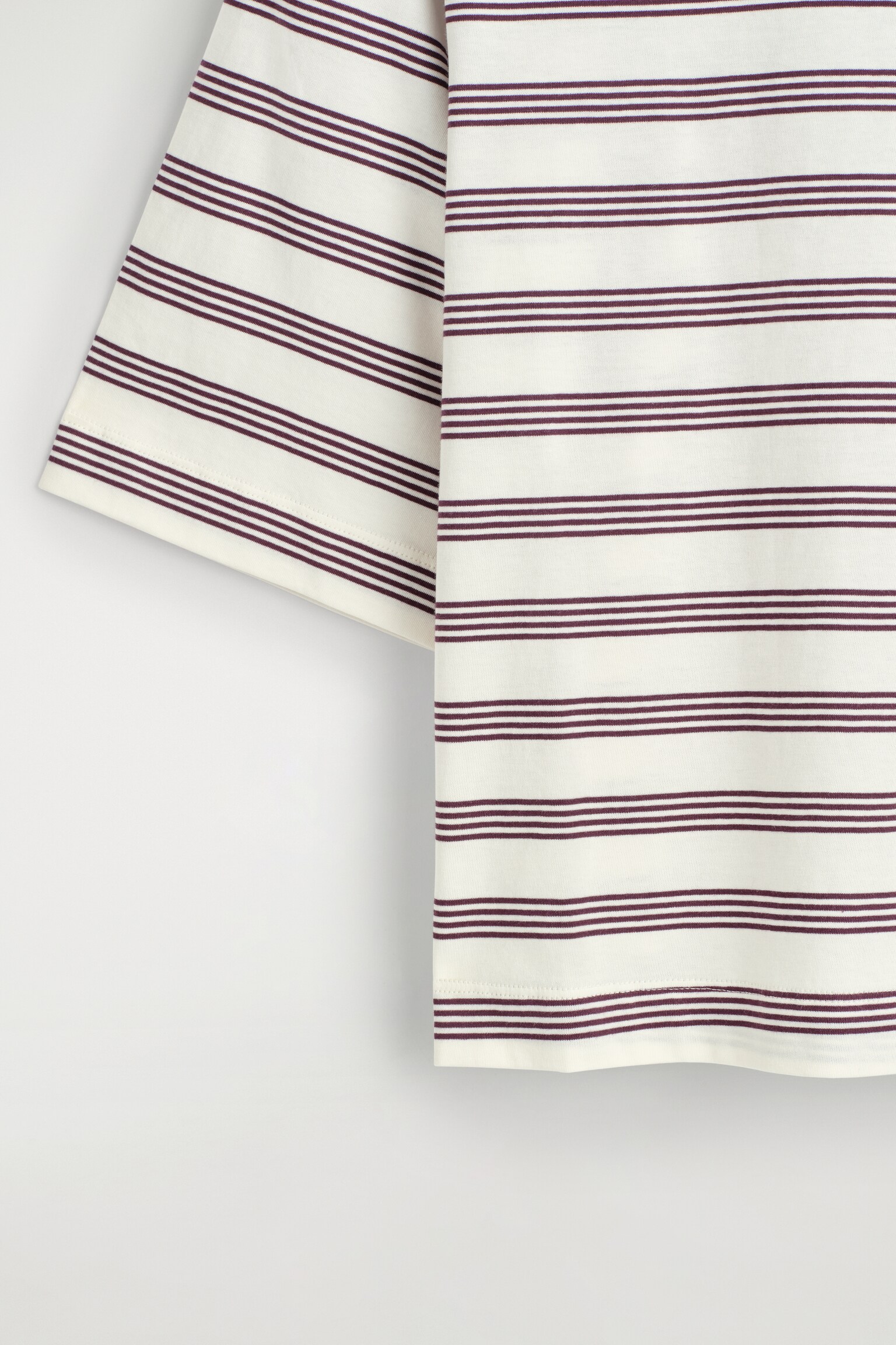 TRICOU DIN BUMBAC - WHITE / PURPLE / STRIPED/CREM/MARO ÎNCHIS - 3