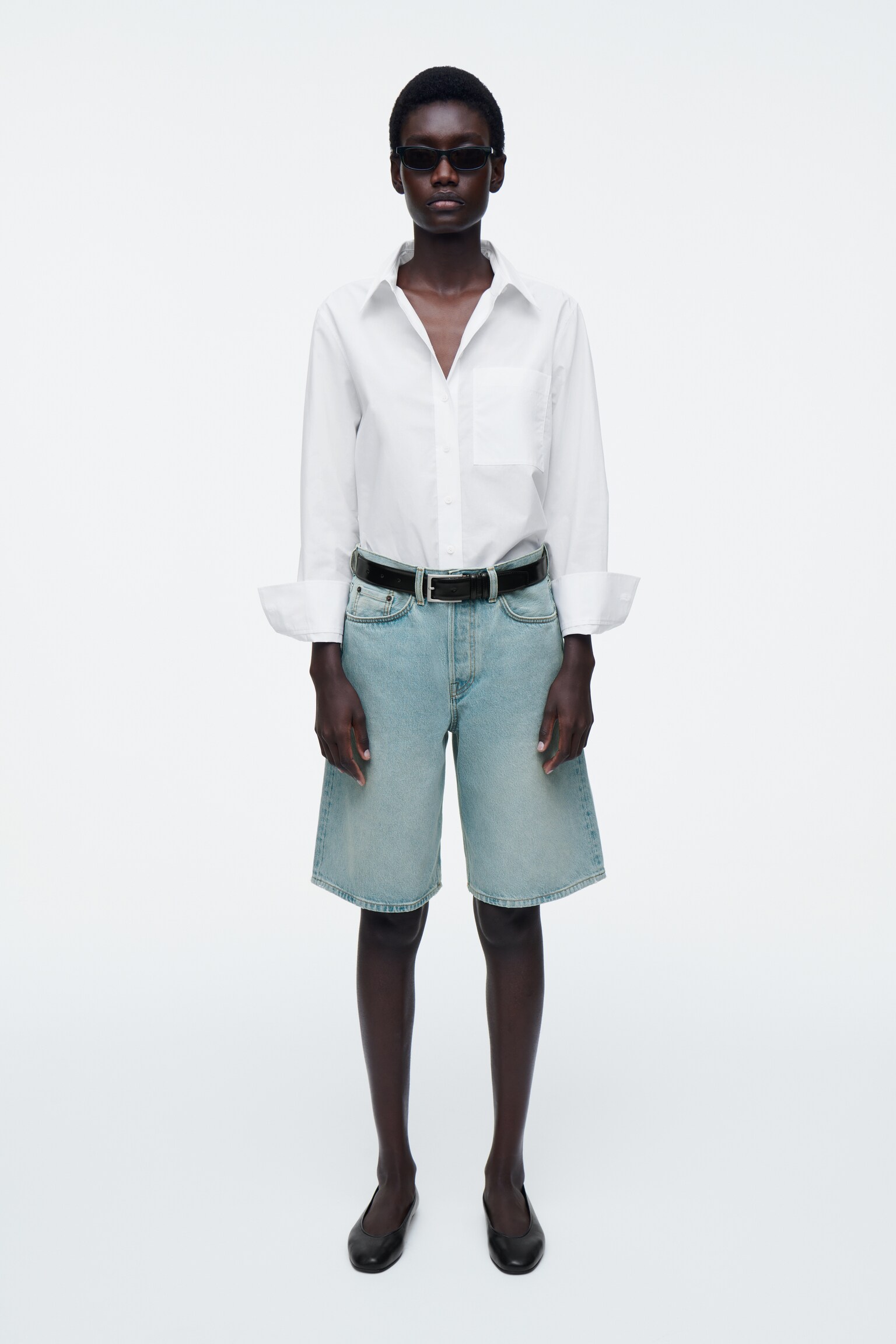LONGLINE DENIM SHORTS - LIGHT BLUE/CHALK/BLUE/LIGHT BEIGE