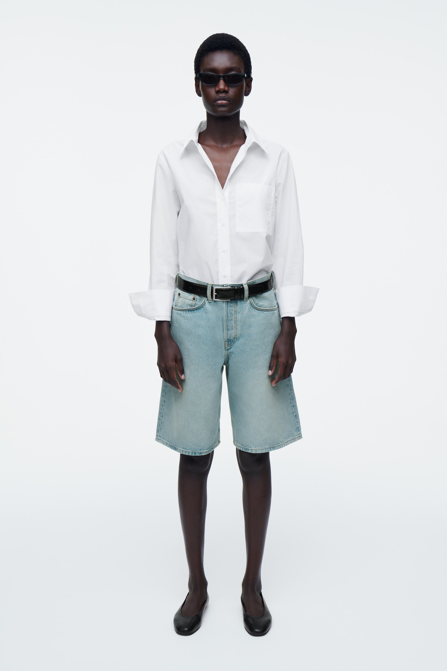 BERMUDA EN DENIM - BLEU CIEL/BLEU/CRAIE