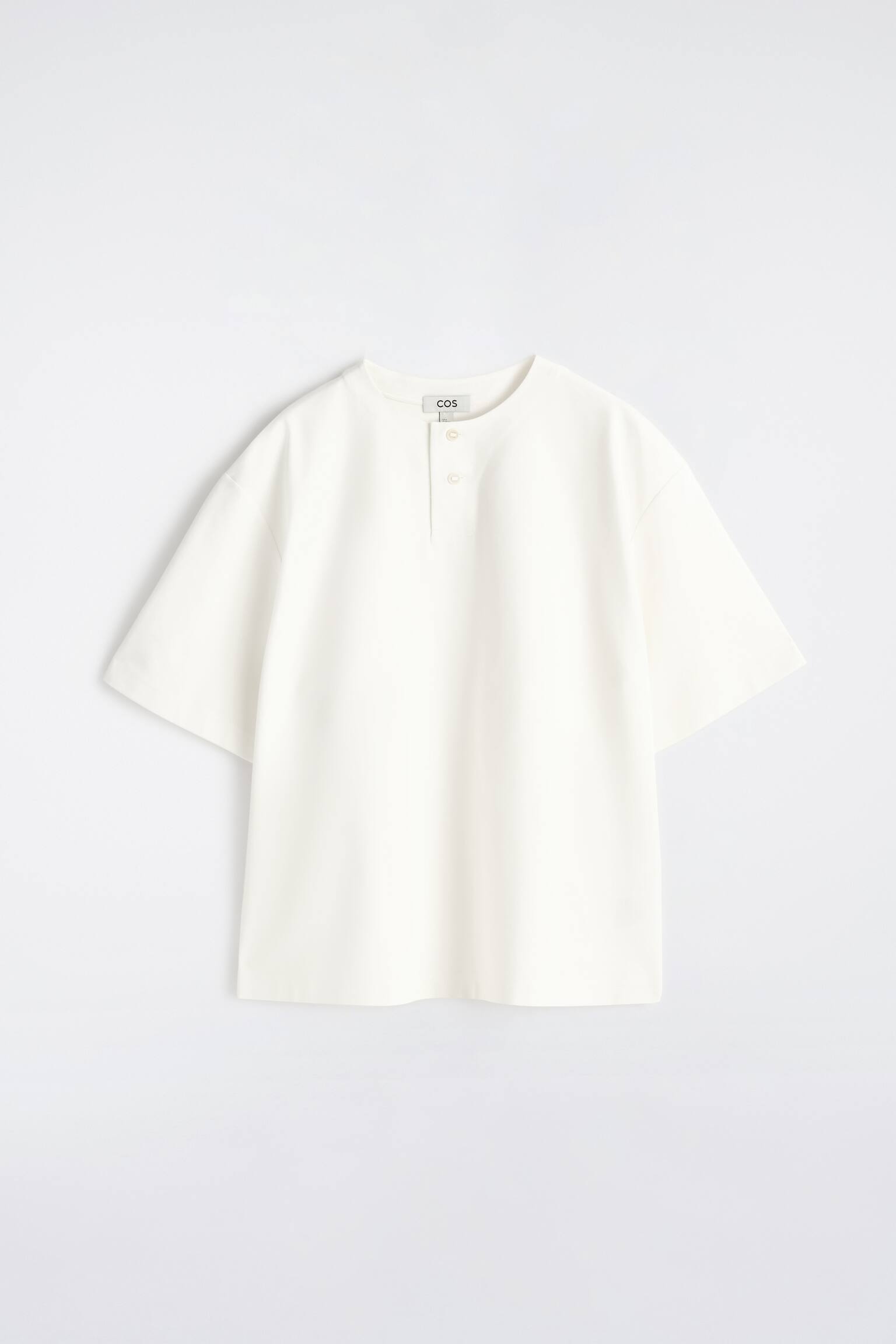 T-SHIRT HENLEY OVERSIZE EN JERSEY DE COTON - BLANC/NOIR - 2