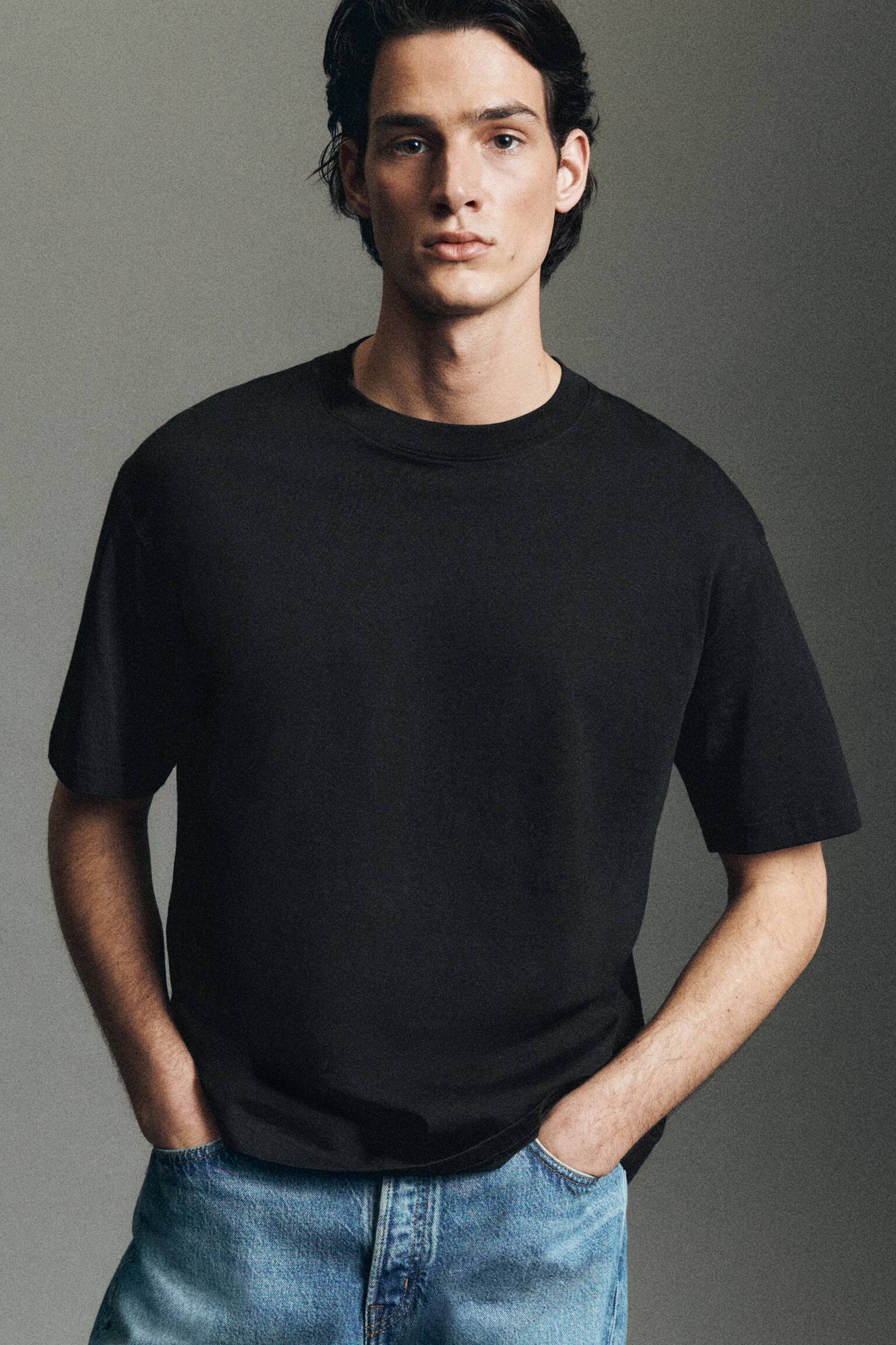 T-SHIRT IN COTONE LEGGERO CON TAGLIO RILASSATO - NERO/BLU NAVY/VERDE CHIARO/BIANCO/MARRONE SCURO - 7