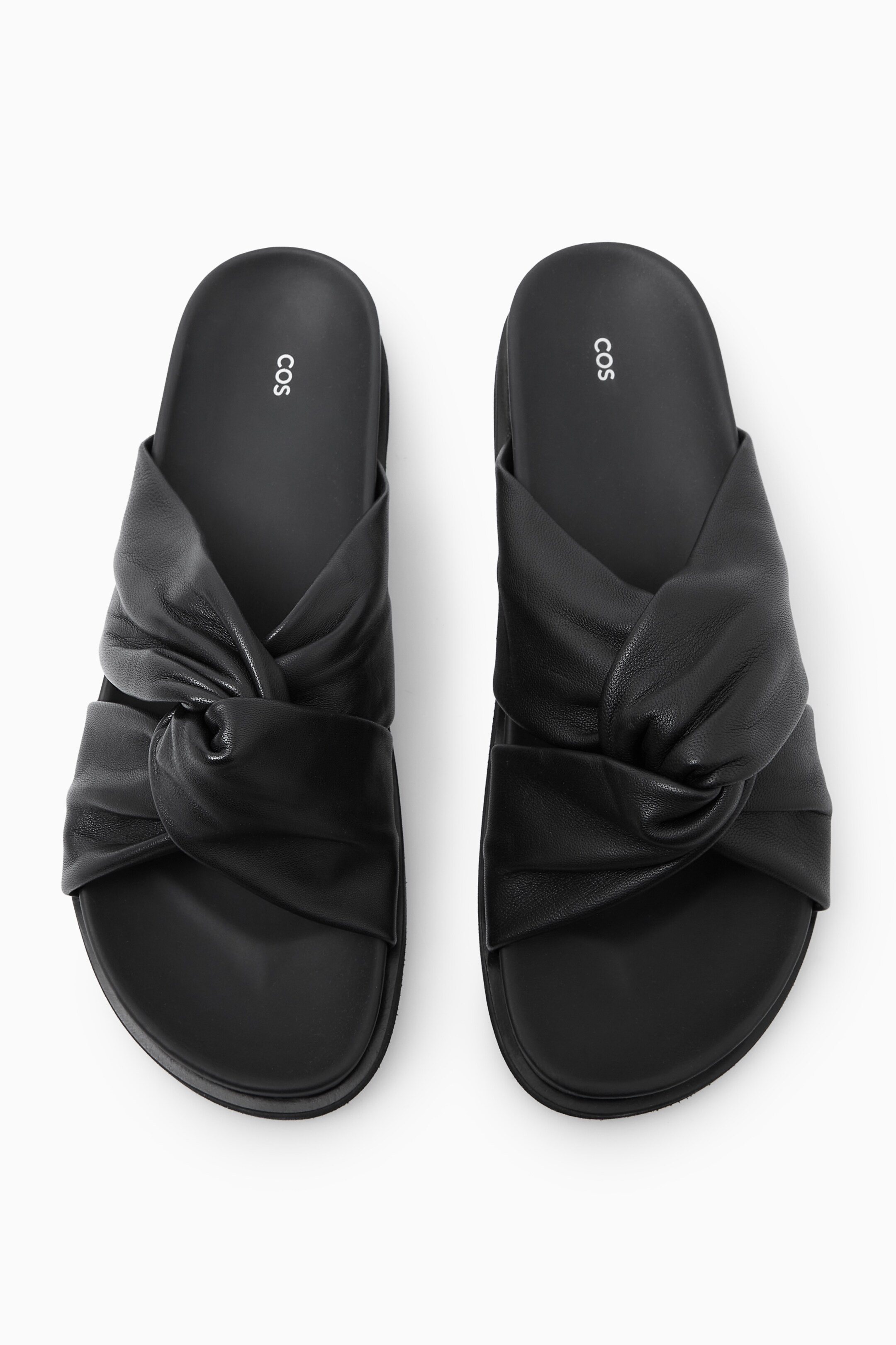 Ingrandisci l'immagine: CROSSOVER LEATHER SLIDES - BLACK - DONNA | H&M CH 4