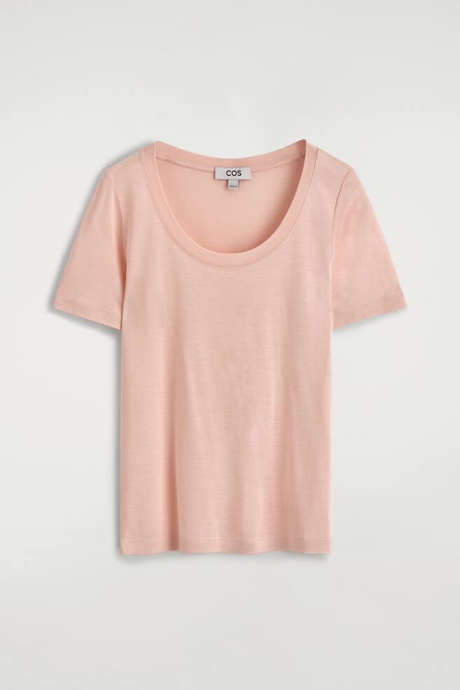 SCHMALES T-SHIRT AUS SEIDE - ROSA/NAVYBLAU/ELFENBEIN/GRAU MELIERT/BRAUN MELIERT - 1