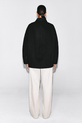 SCULPTED WOOL-BLEND ZIP-UP JACKET — BLACK 5