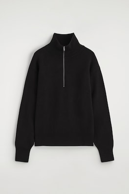MOCK-NECK HALF-ZIP KNITTED SWEATER — BLACK 8